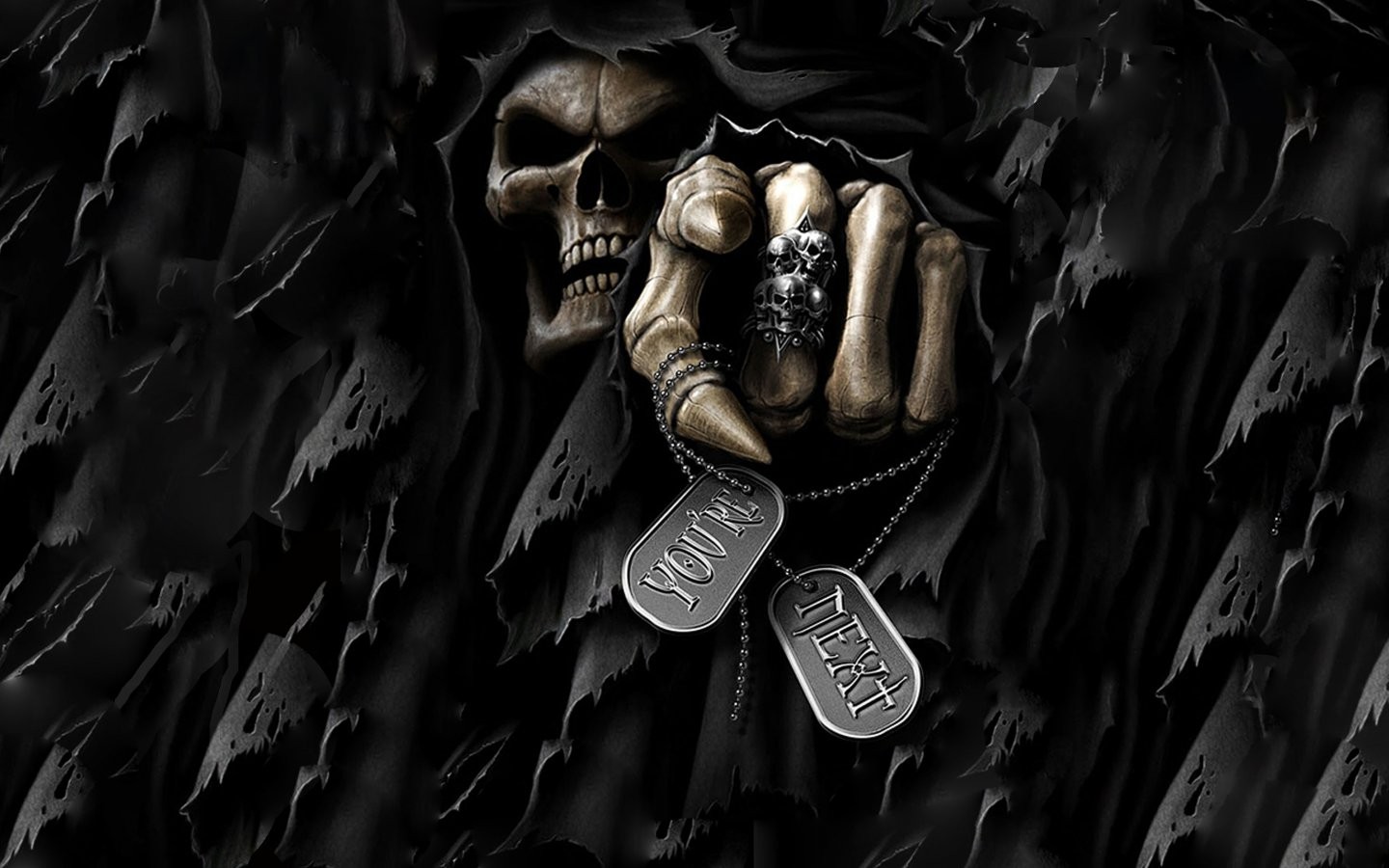 General 1440x900 digital art Grim Reaper death dark spooky skull teeth bones rings text fantasy art