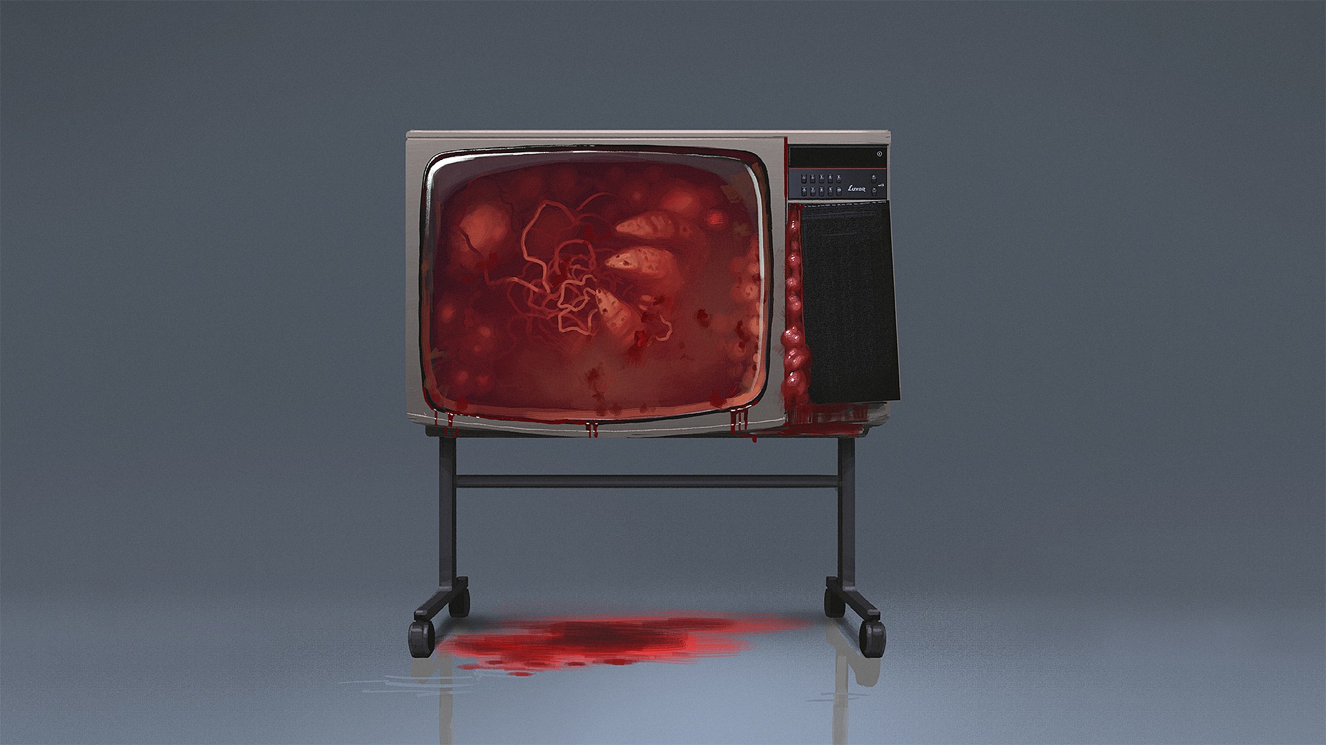 General 1920x1080 digital art simple background blood vintage TV