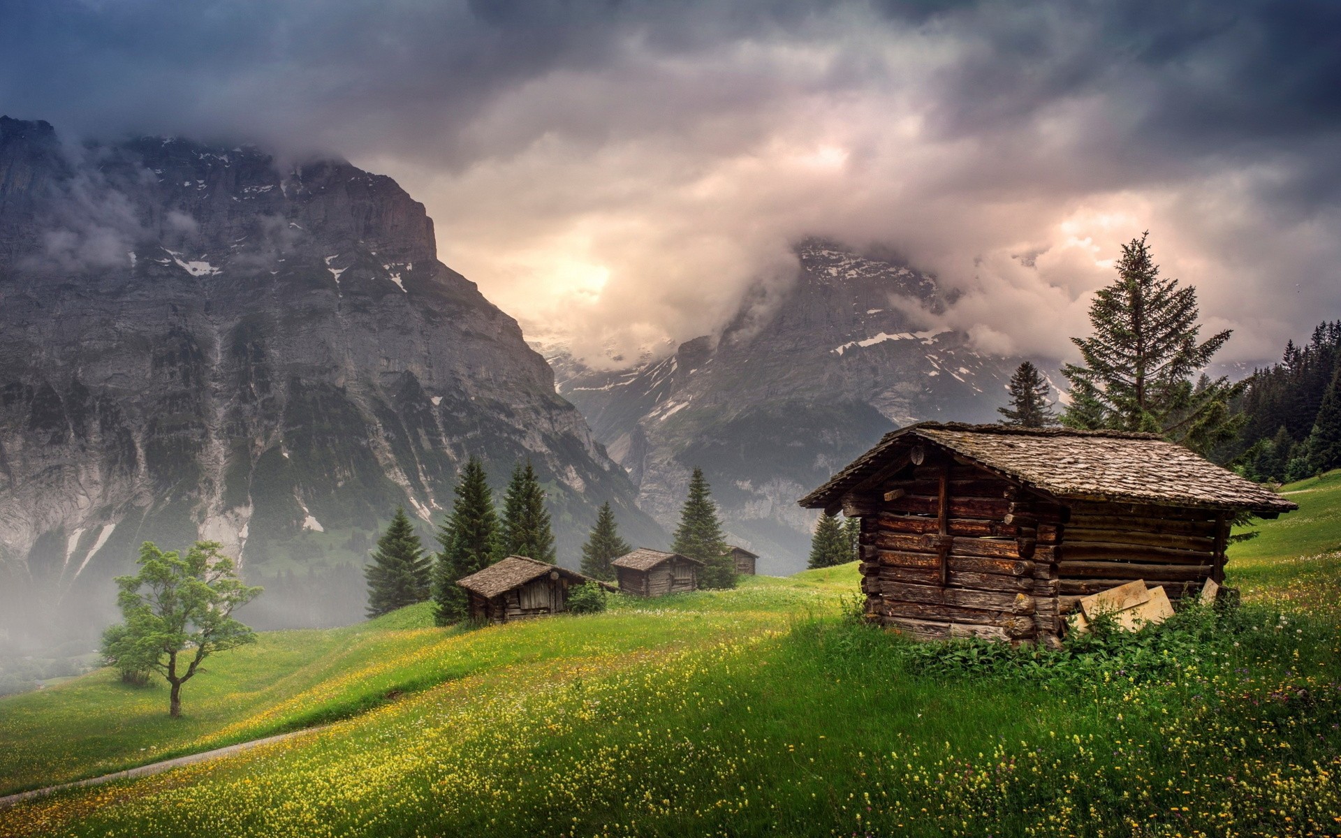 General 1920x1200 nature colorful photography landscape mountains hut Switzerland
