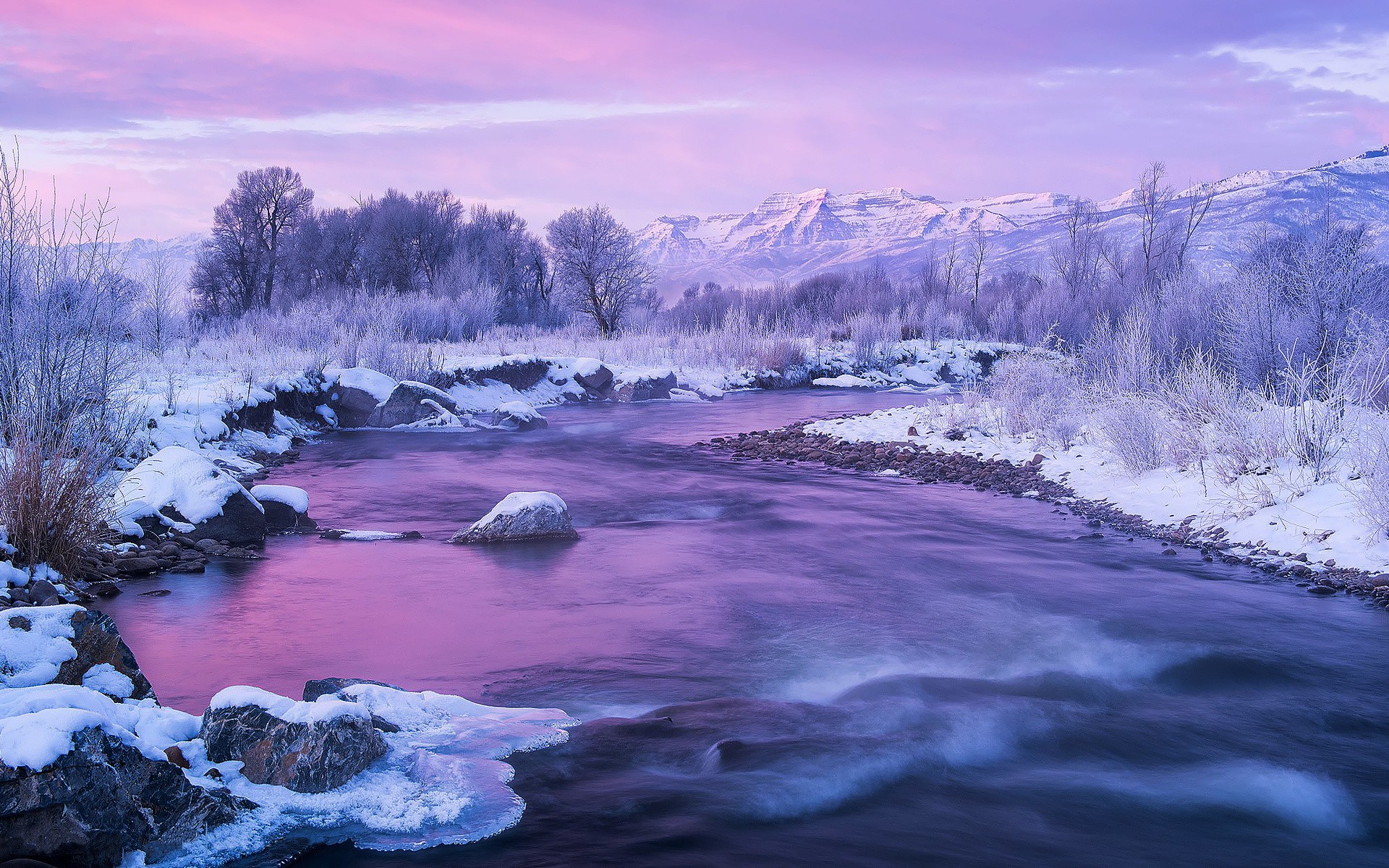 General 1920x1200 nature photography river winter mountains ice cold outdoors frost snow trees landscape