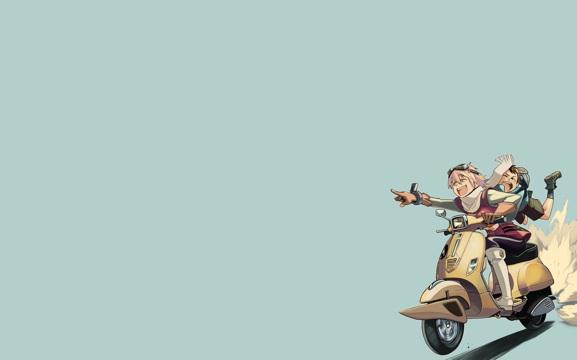 Anime 1920x1200 FLCL anime Vespa vehicle scooters simple background women with scooters