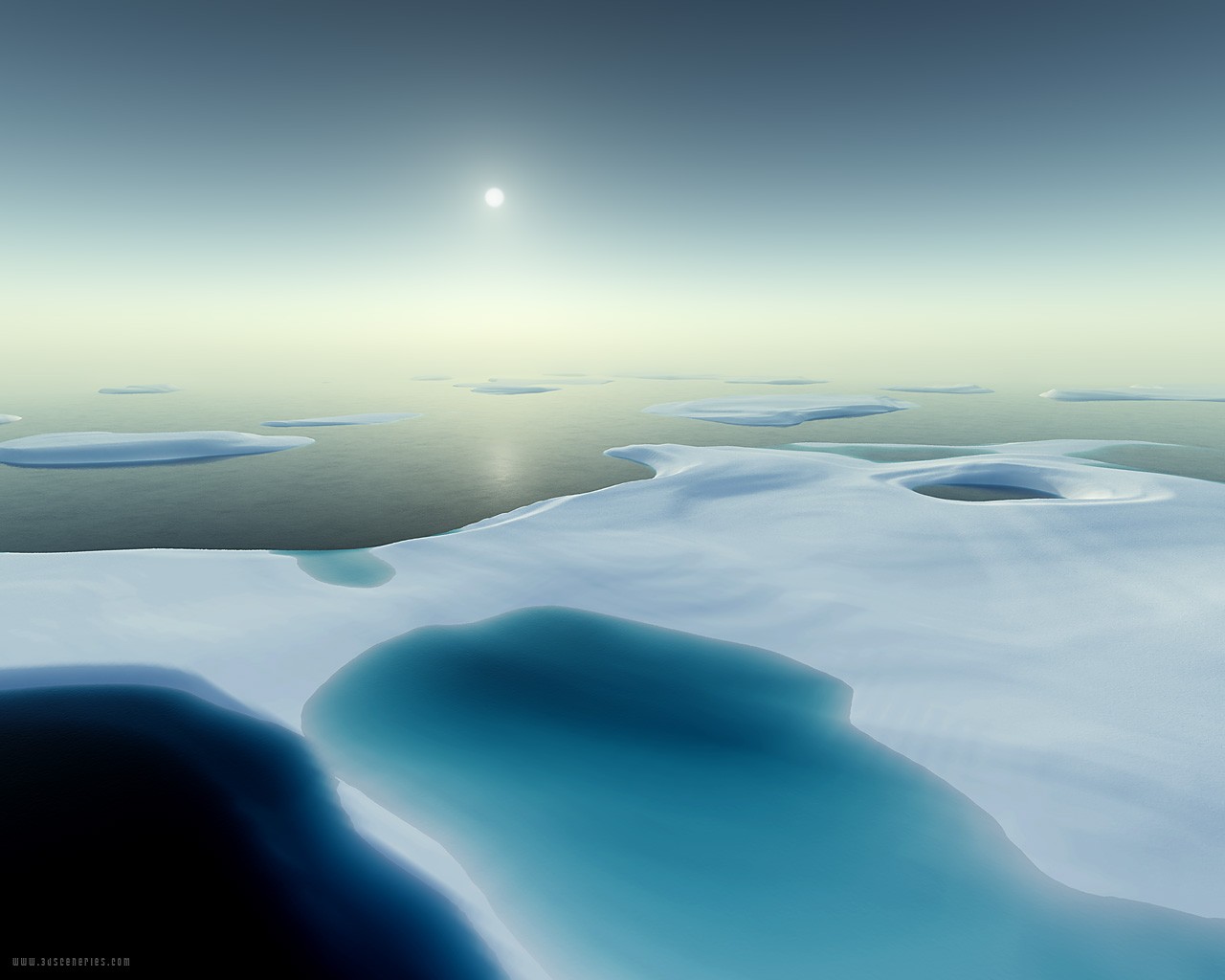 General 1280x1024 snow ice bliss CGI digital art landscape