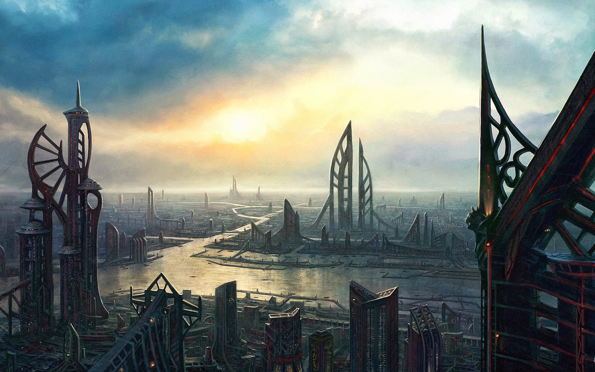 General 2048x1280 science fiction futuristic futuristic city digital art artwork cityscape