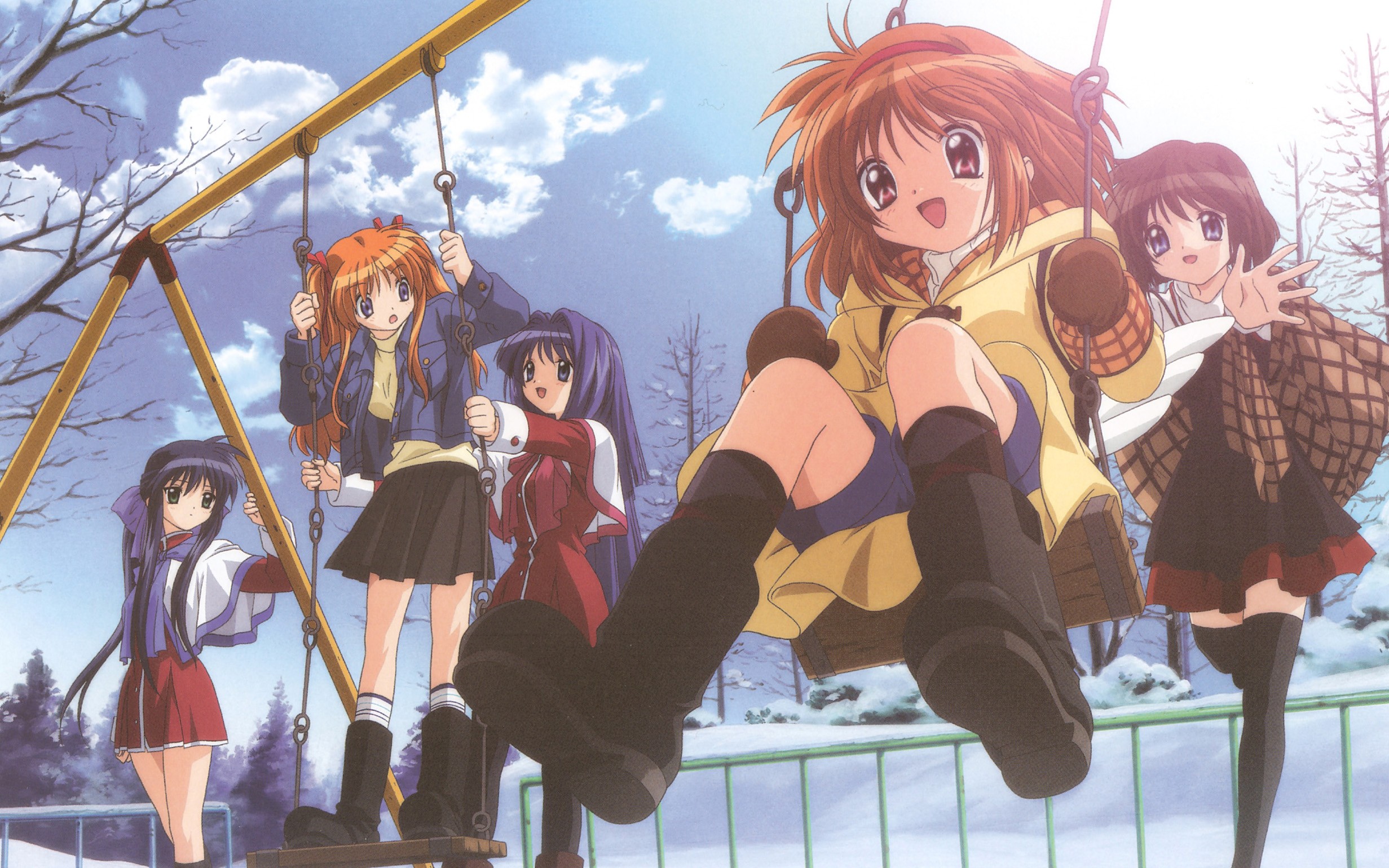 Anime 2463x1540 anime girls anime Kanon swings group of women