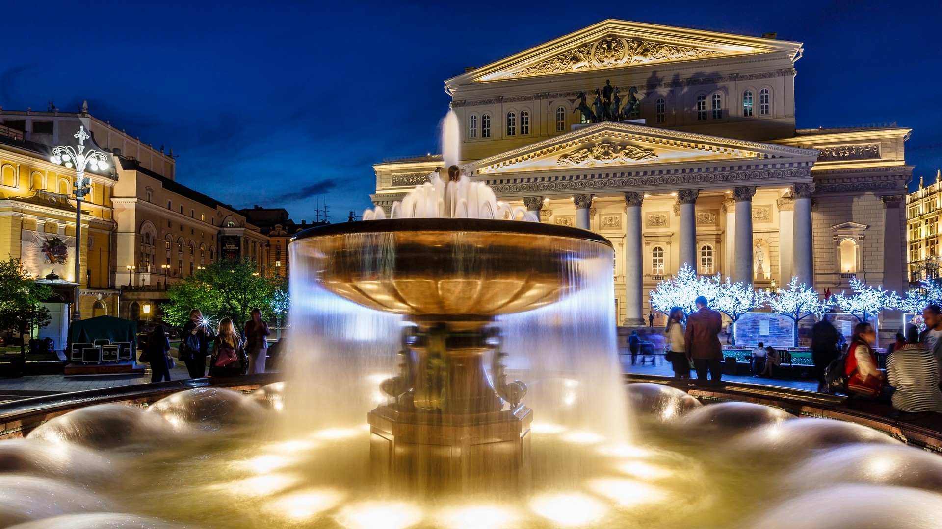 General 1920x1080 fountain cityscape Russia Moscow evening city urban Bolshoi Theatre