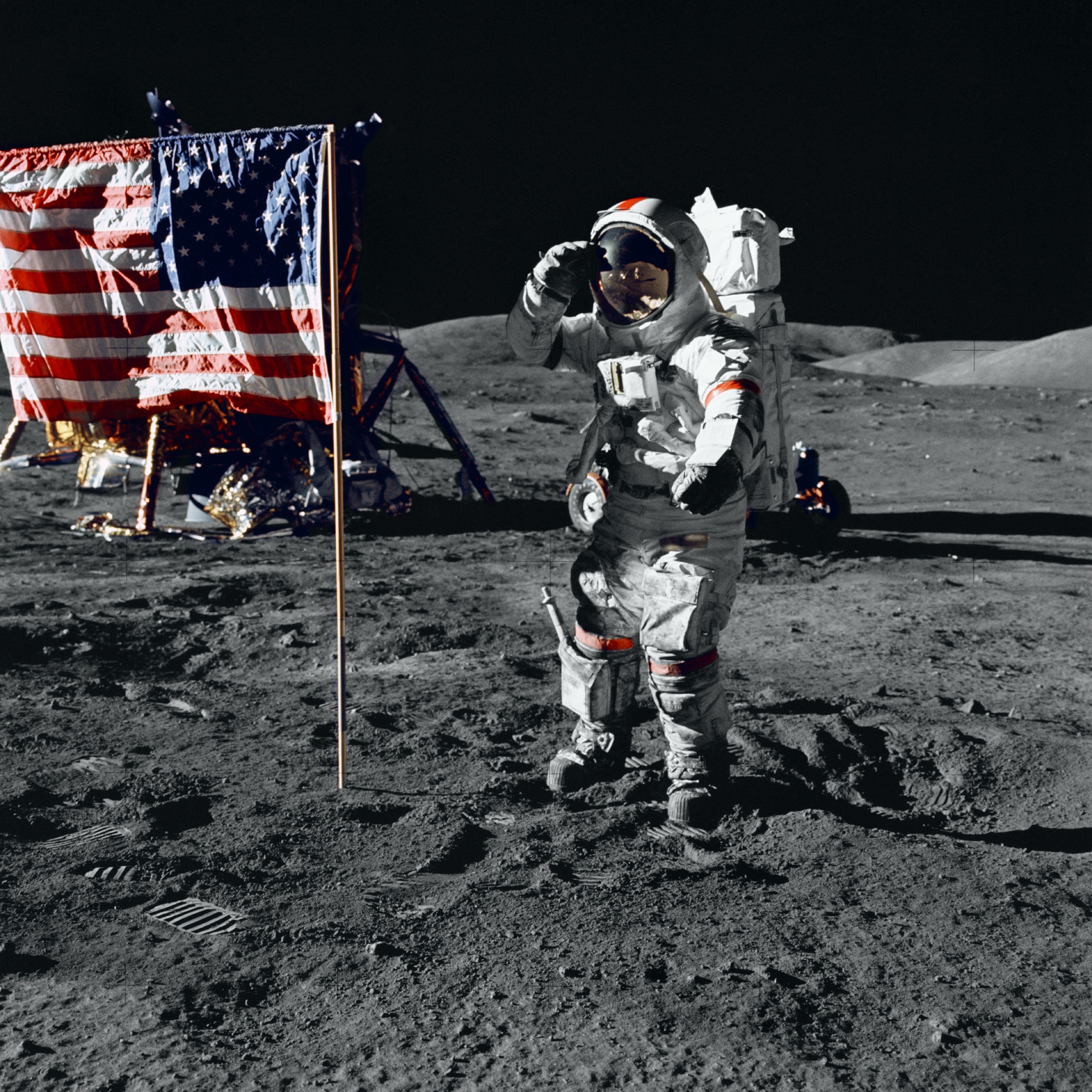 General 3000x3000 Moon space astronaut flag American flag