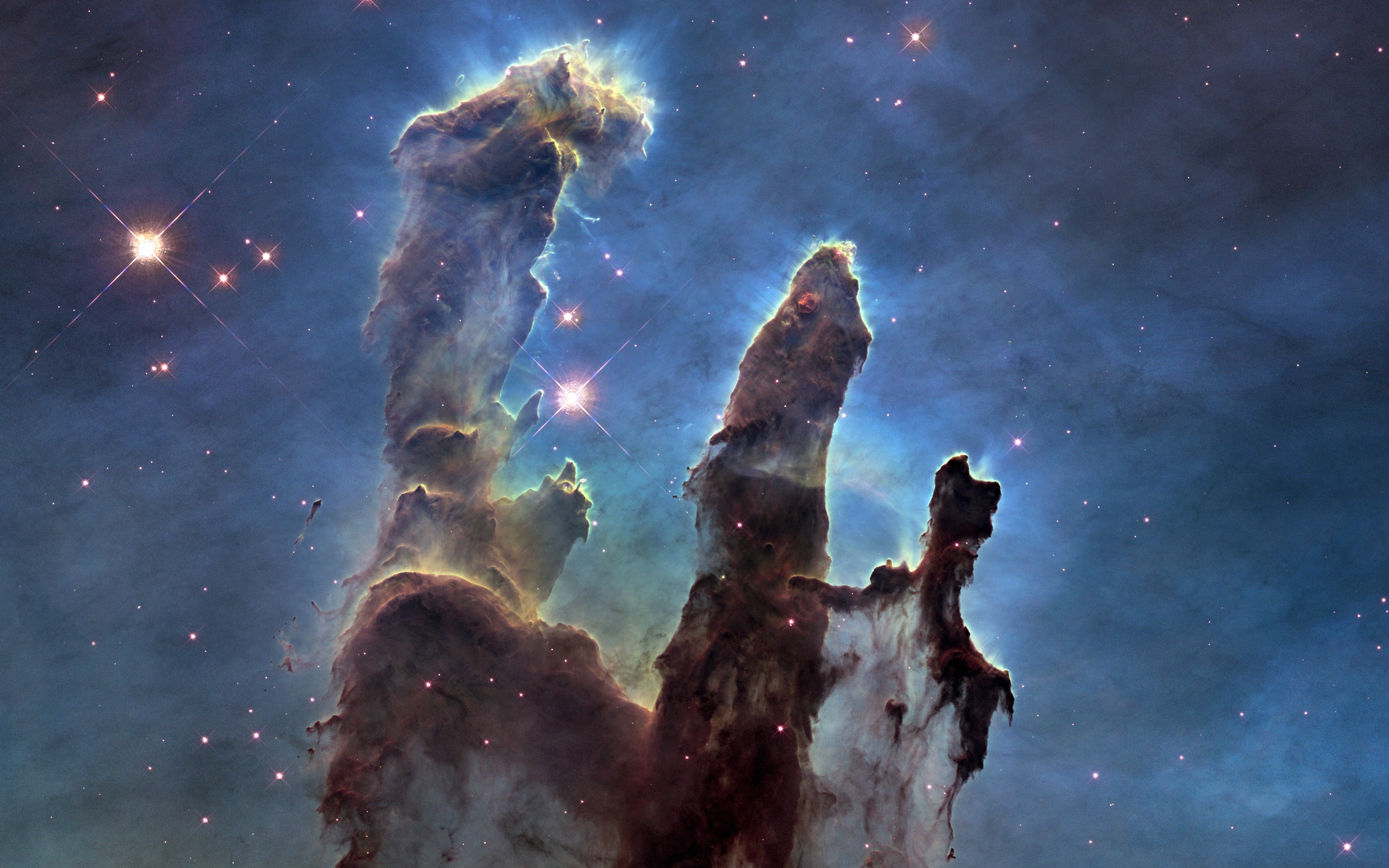 General 3840x2400 Pillars of Creation nebula space stars space art digital art Hubble