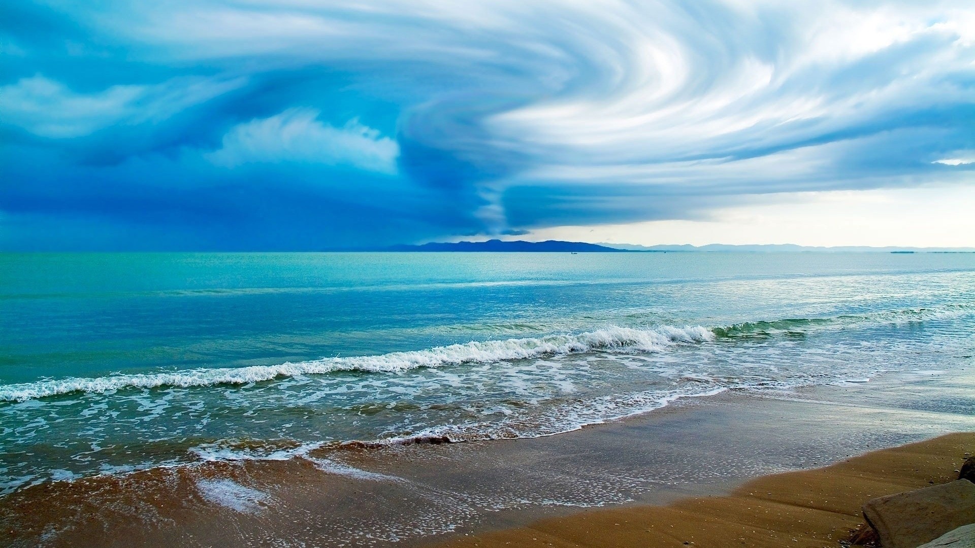 General 1920x1080 sea clouds beach waves nature sky storm