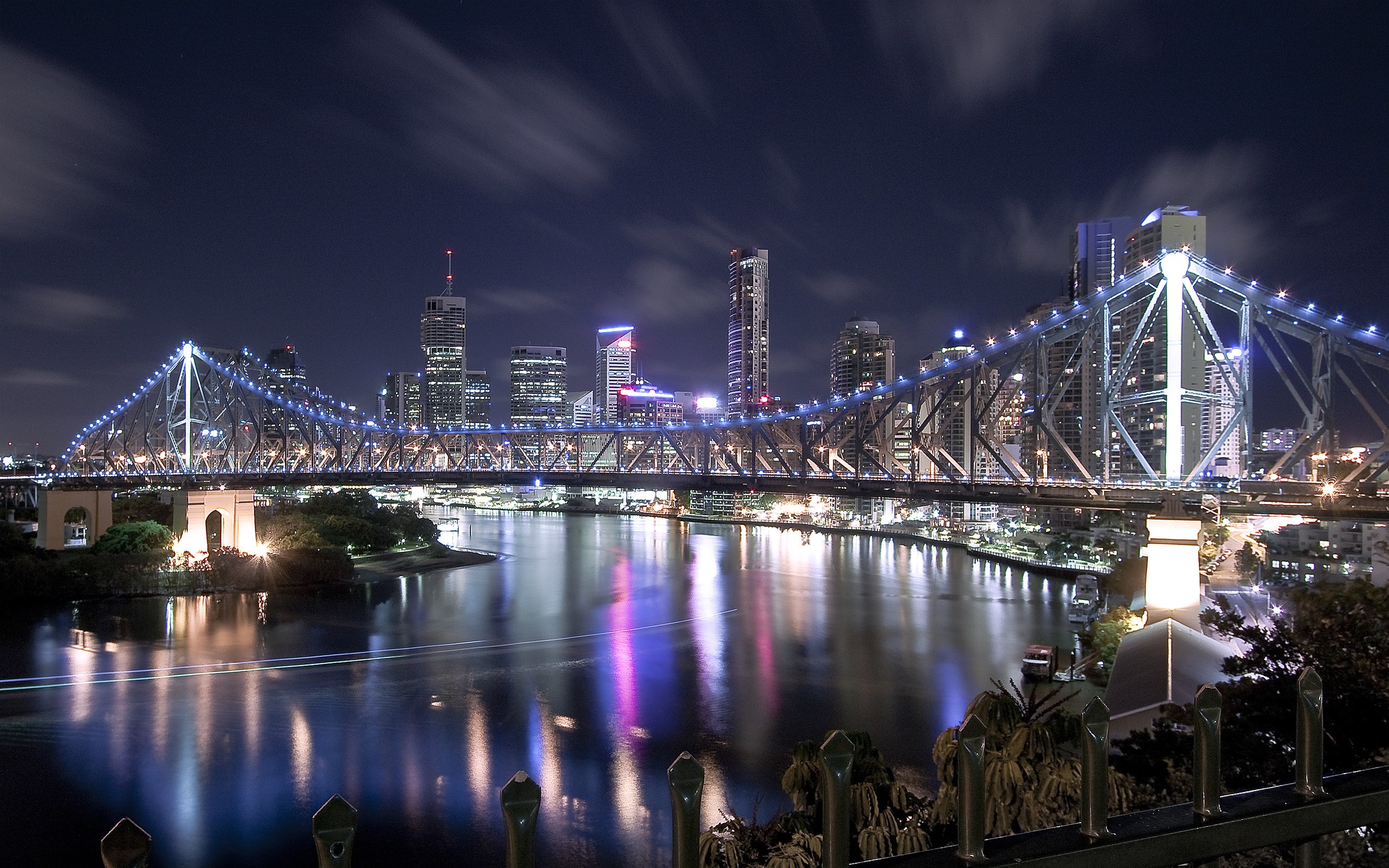 General 2560x1600 bridge night cityscape Brisbane Australia city lights