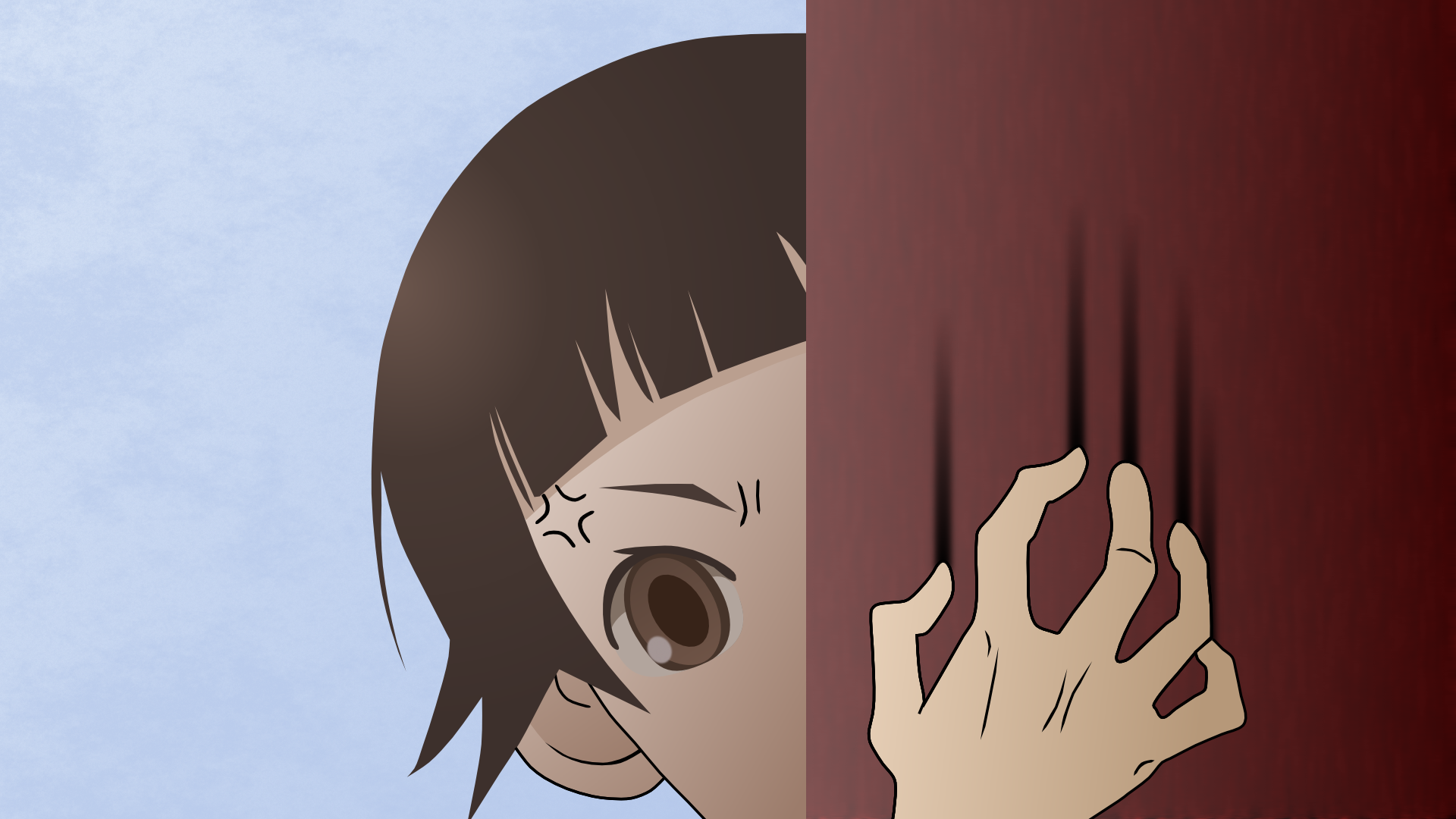 Anime 1920x1080 Sayonara Zetsubou Sensei anime girls anime face brunette brown eyes hands looking at viewer simple background