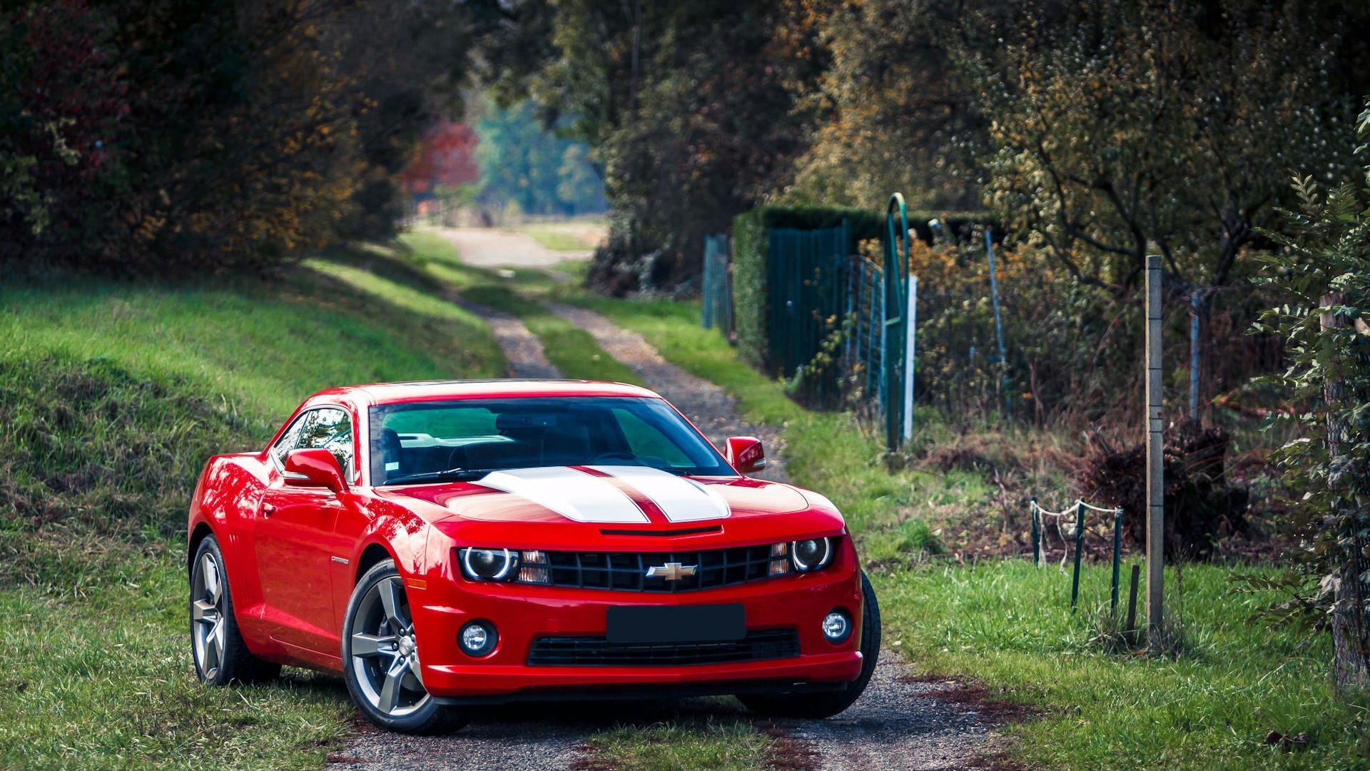 General 1920x1080 car red cars vehicle outdoors Chevrolet Chevrolet Camaro American cars muscle cars racing stripes