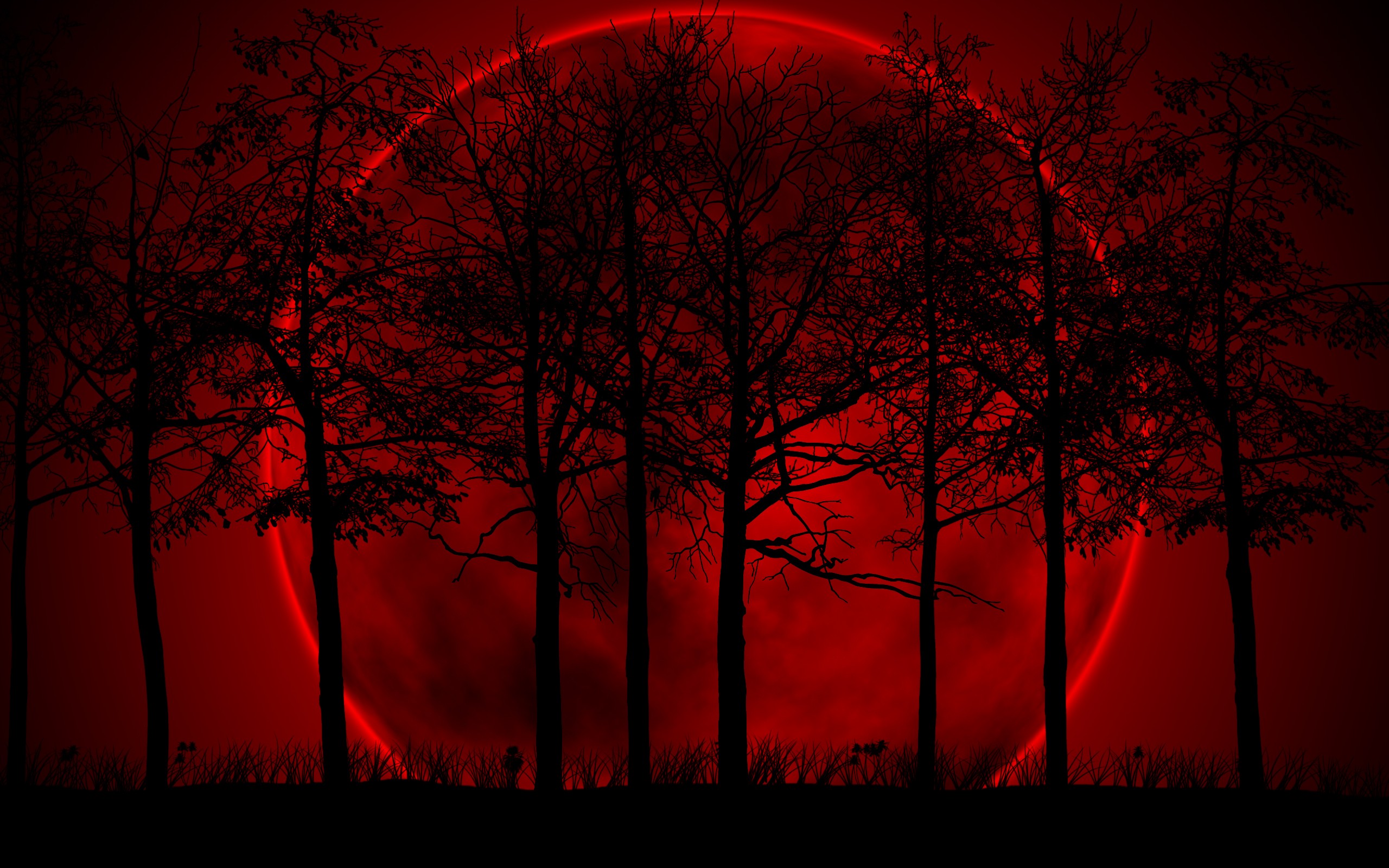 General 2560x1600 digital art red dark trees