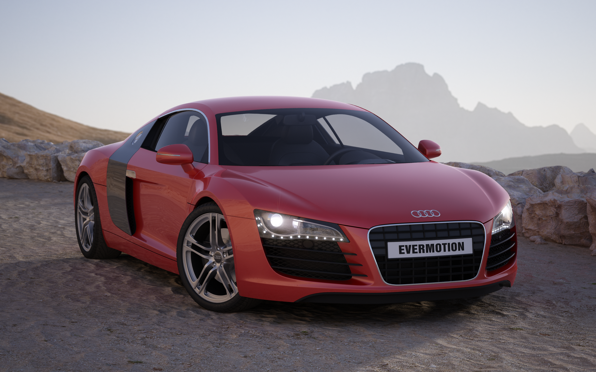 General 1920x1200 car evermotion Audi Audi R8 red cars vehicle German cars Volkswagen Group mid-engine