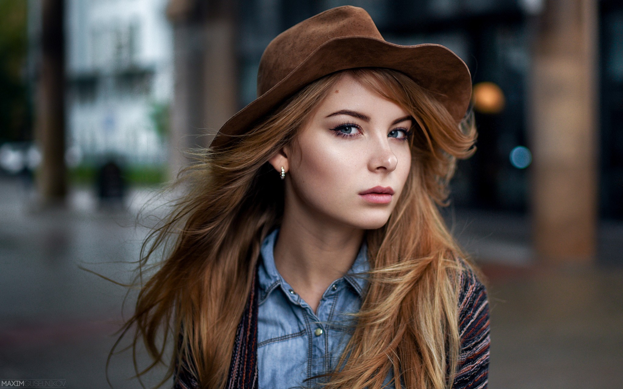 Women Model Blonde Face Irina Popova Maxim Guselnikov Women With Hats Looking At Viewer