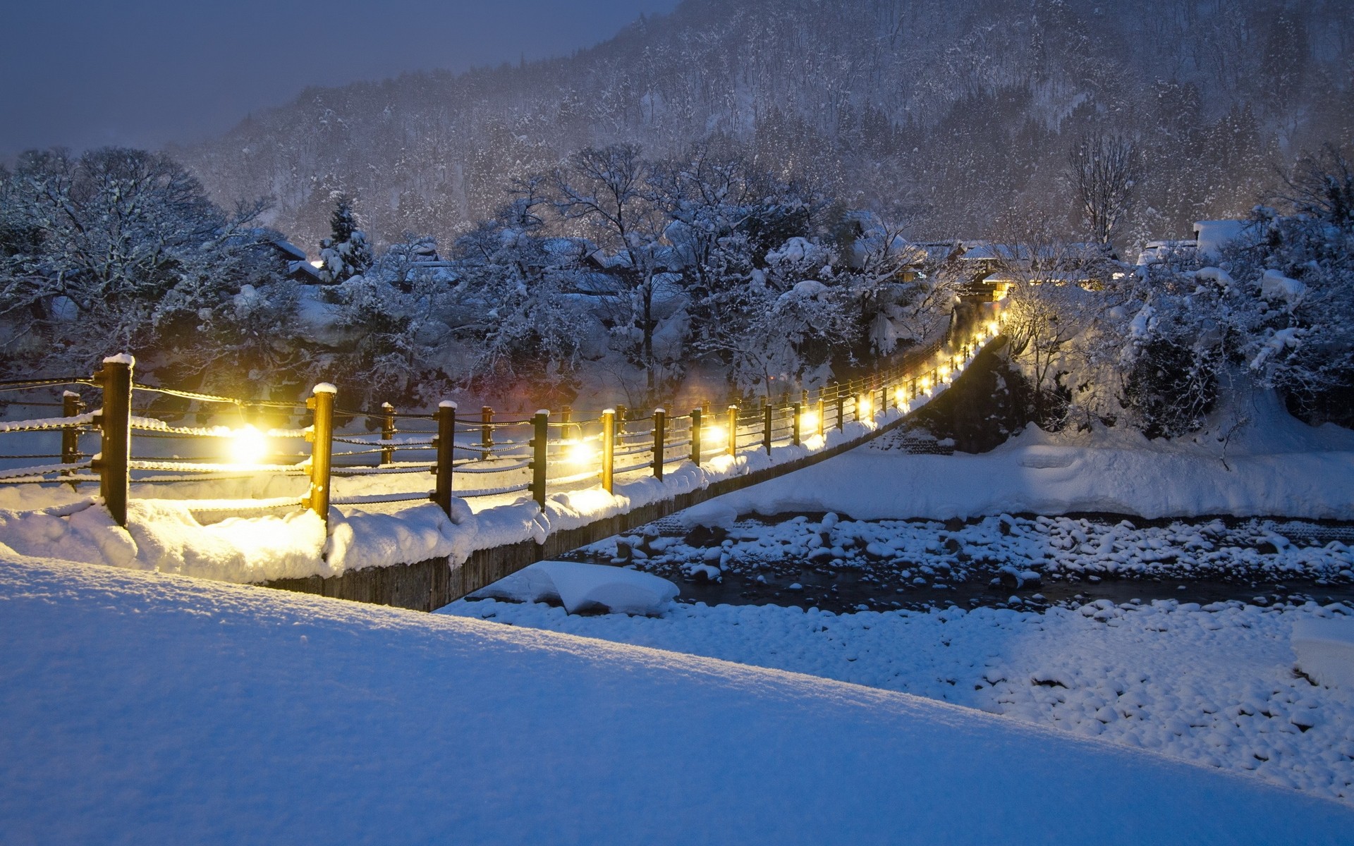 General 1920x1200 bridge winter snow village landscape Japan Shirakawago Asia outdoors cold
