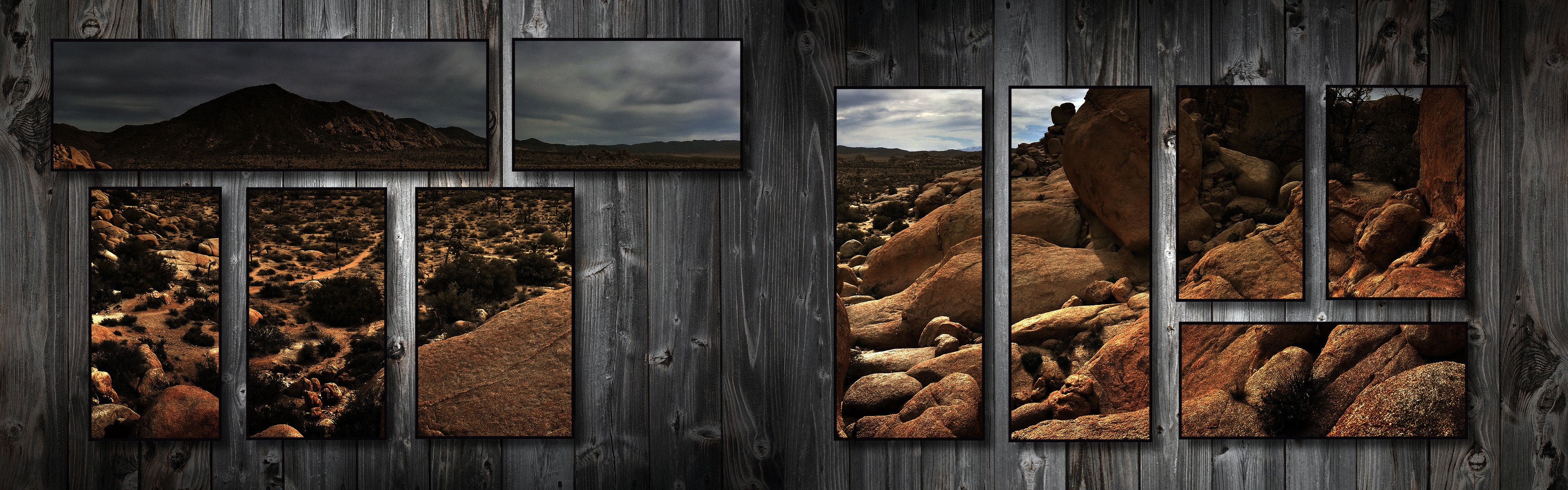 General 3840x1200 digital art collage landscape night rocks
