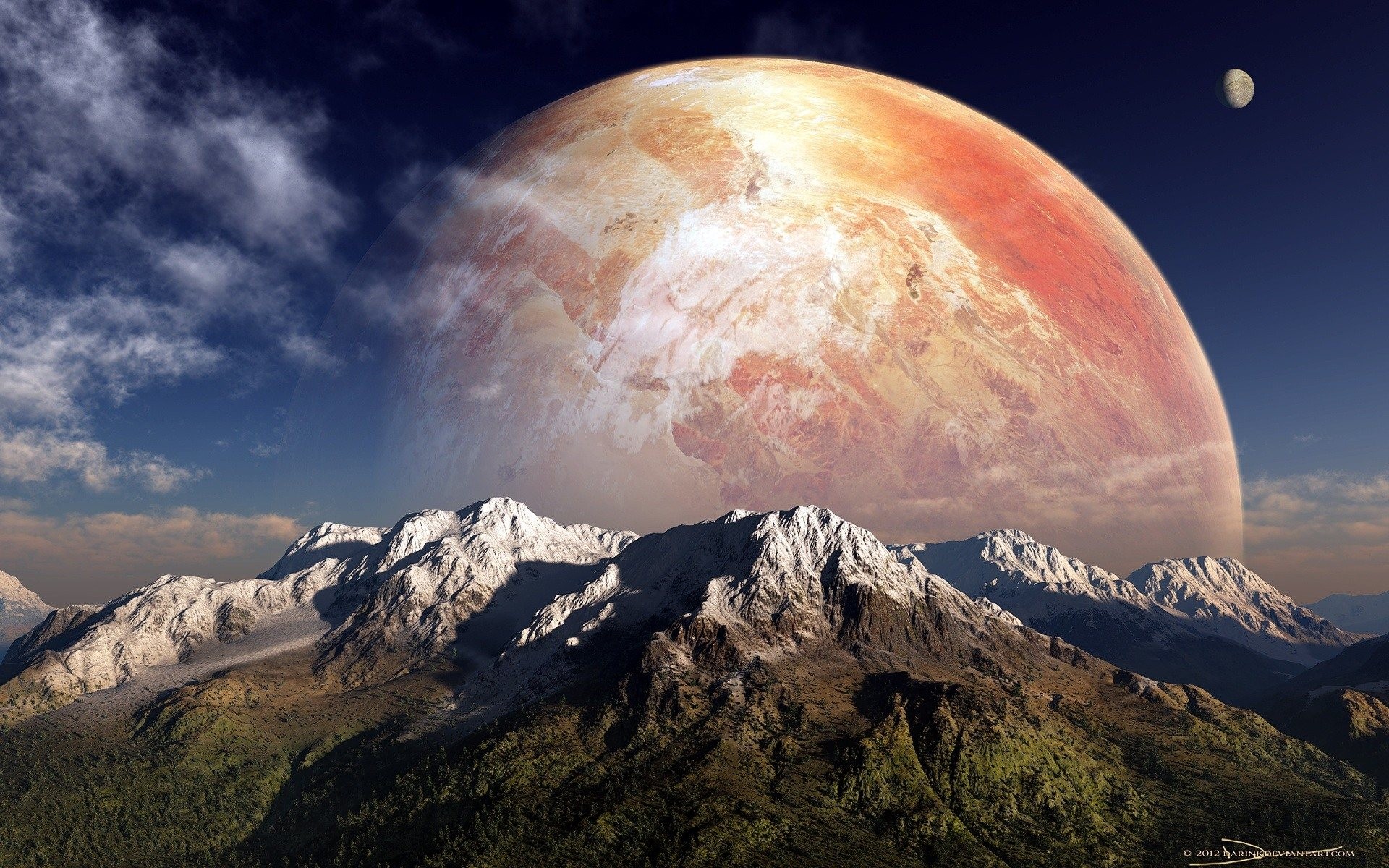 General 1920x1200 science fiction mountains planet space nature digital art