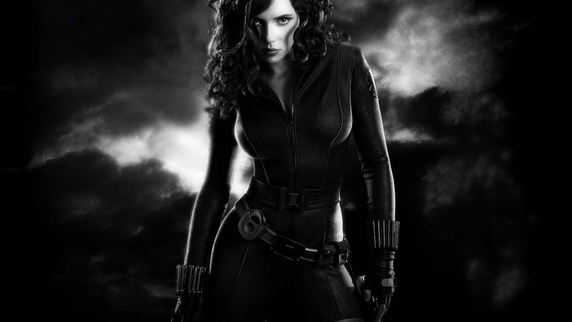 People 1920x1080 Black Widow Scarlett Johansson Marvel Comics monochrome Iron Man 2 superheroines Marvel Cinematic Universe movies women