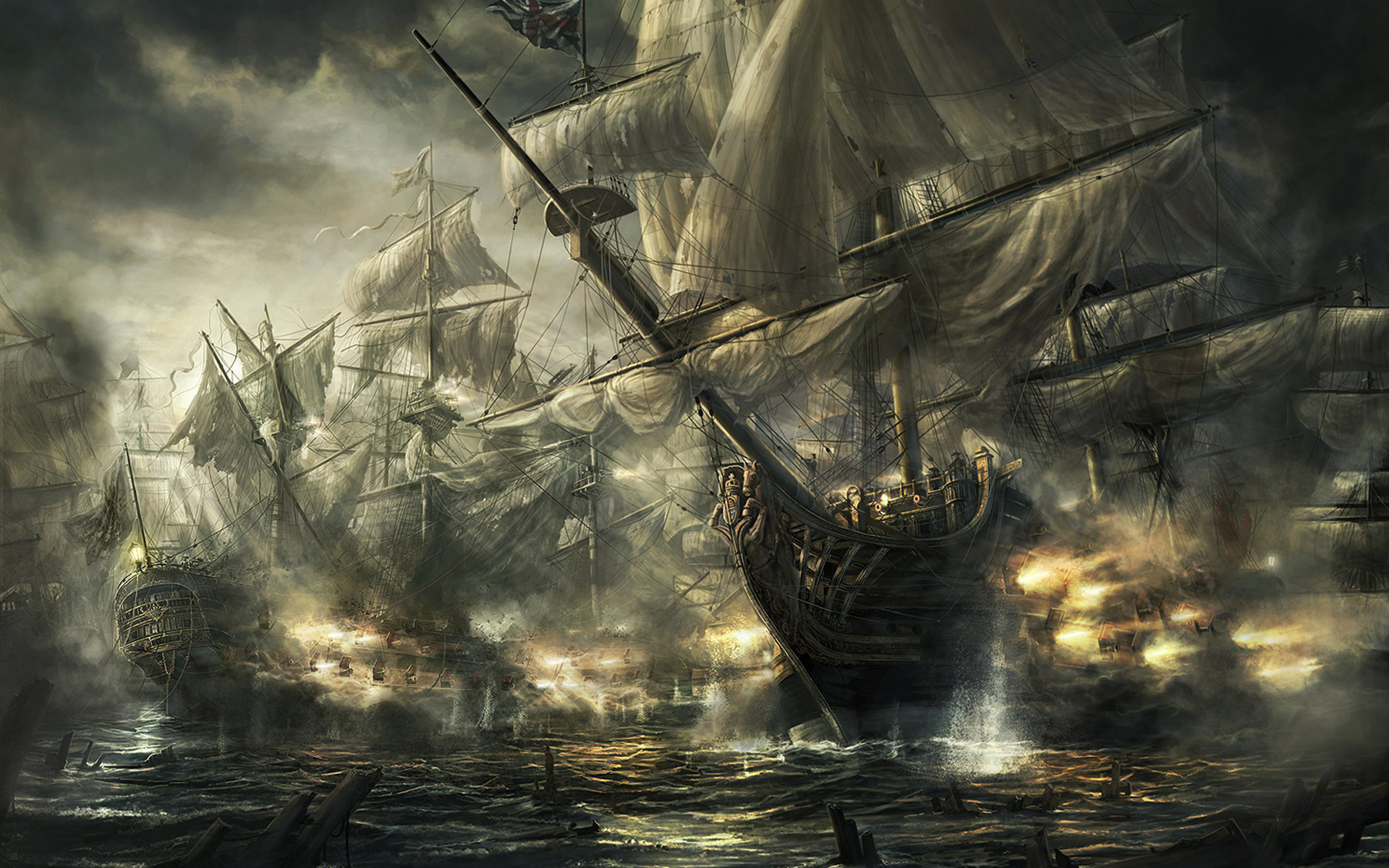 General 1920x1200 Empire: Total War frigates video games ocean battle artwork battle ship sea PC gaming rigging (ship) video game art Creative Assembly