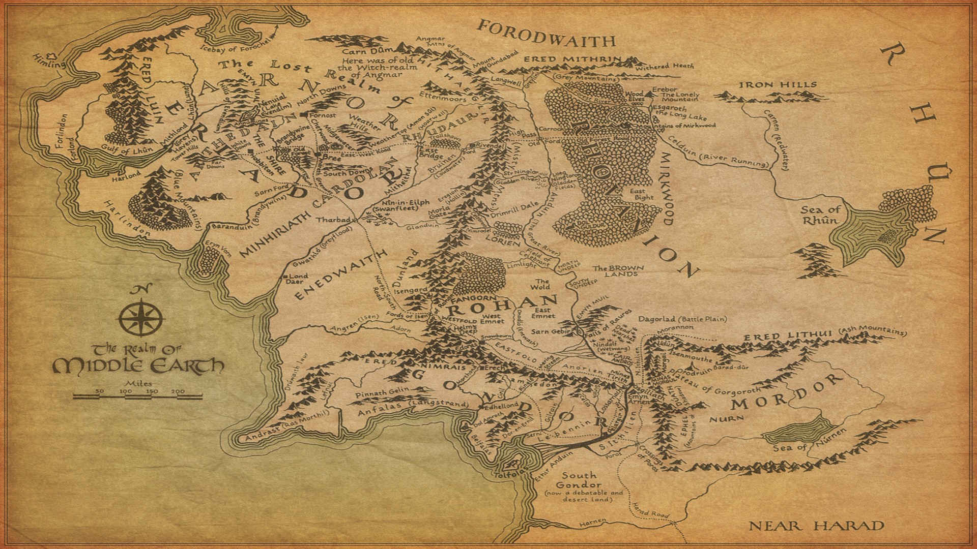 General 1920x1080 The Lord of the Rings Middle-Earth map beige