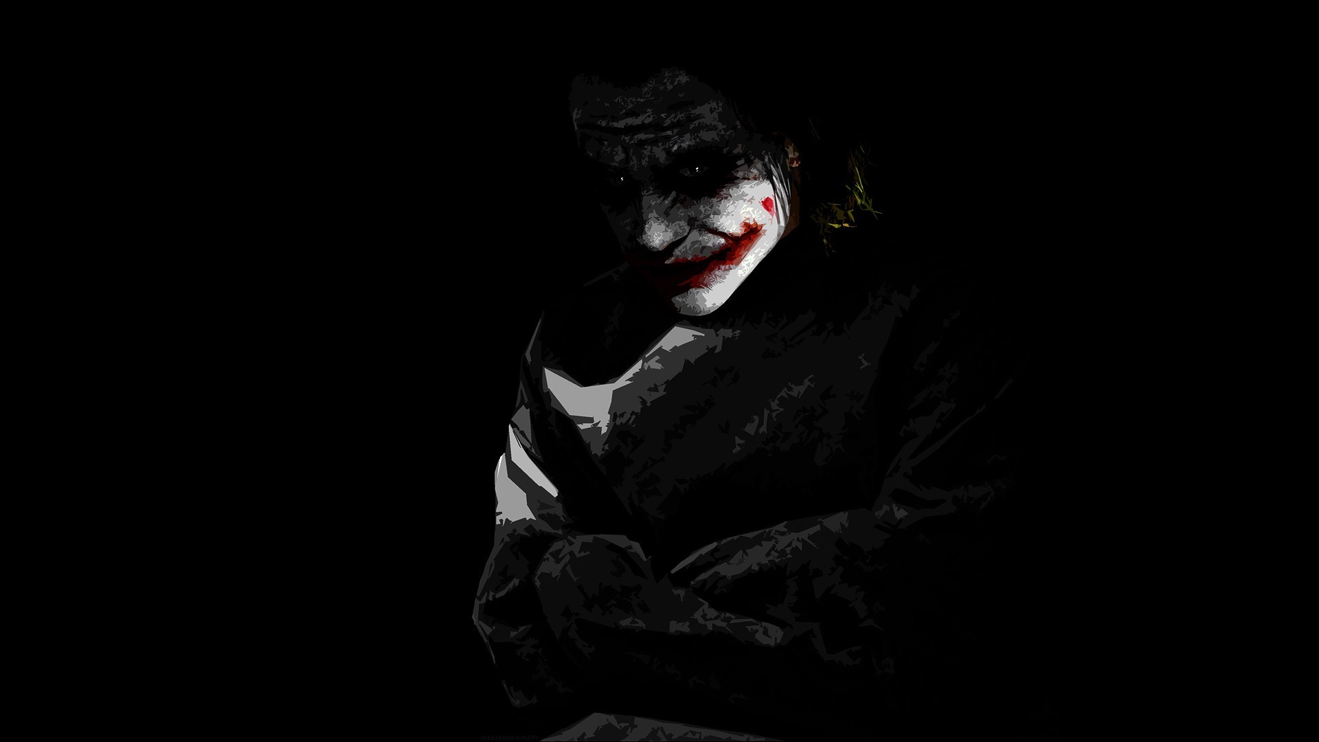 General 1920x1080 The Dark Knight Joker movies MessenjahMatt Heath Ledger simple background black background artwork