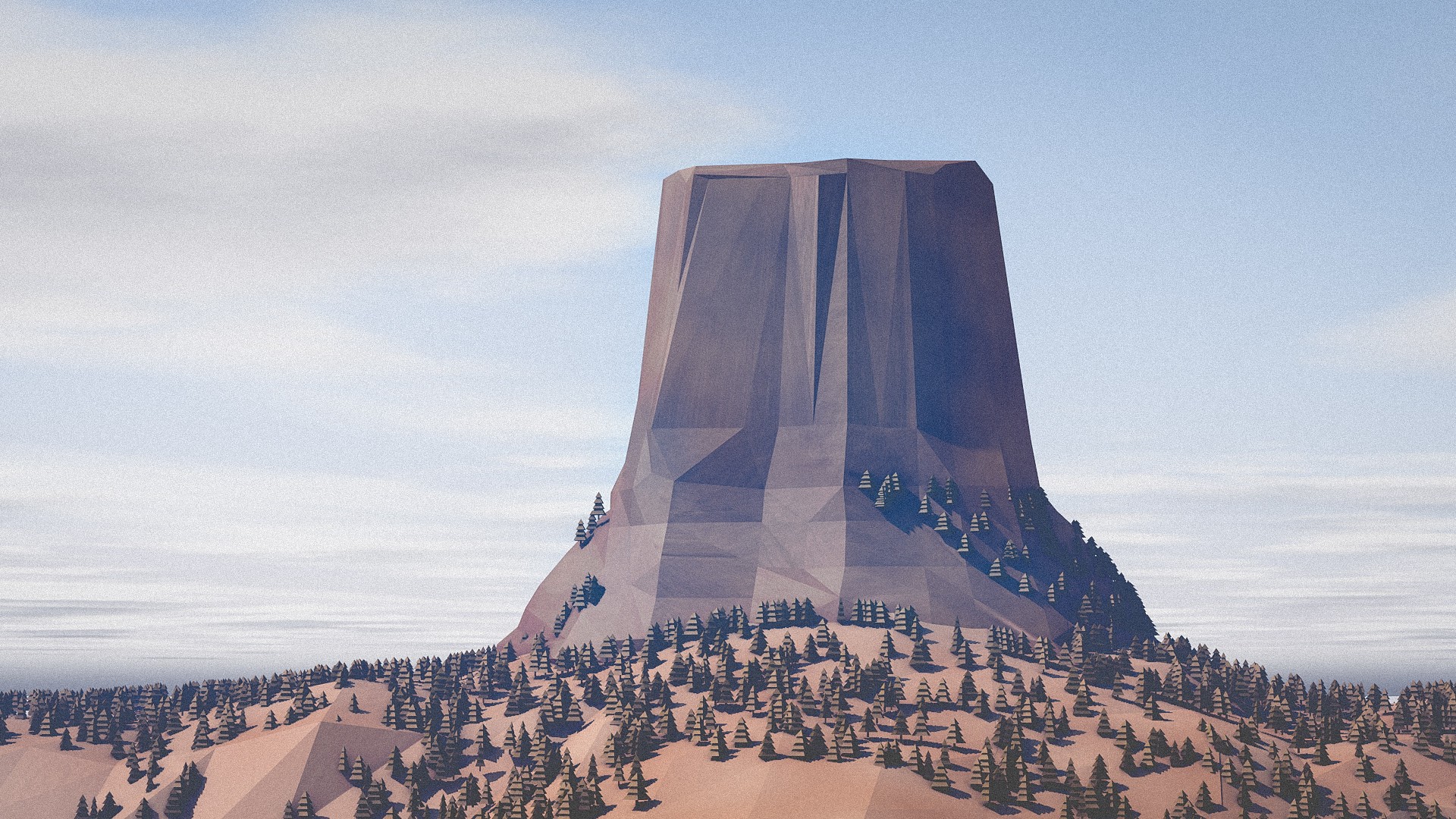 General 1920x1080 low poly mountains trees digital art nature rocks rock formation