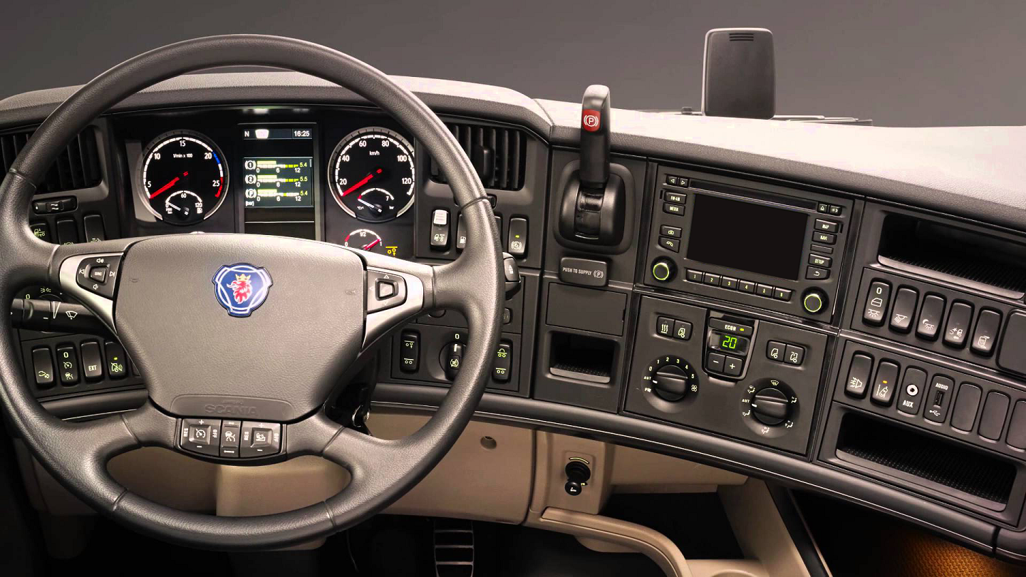 General 1440x810 vehicle steering wheel numbers Scania truck vehicle interiors truck interior Swedish trucks