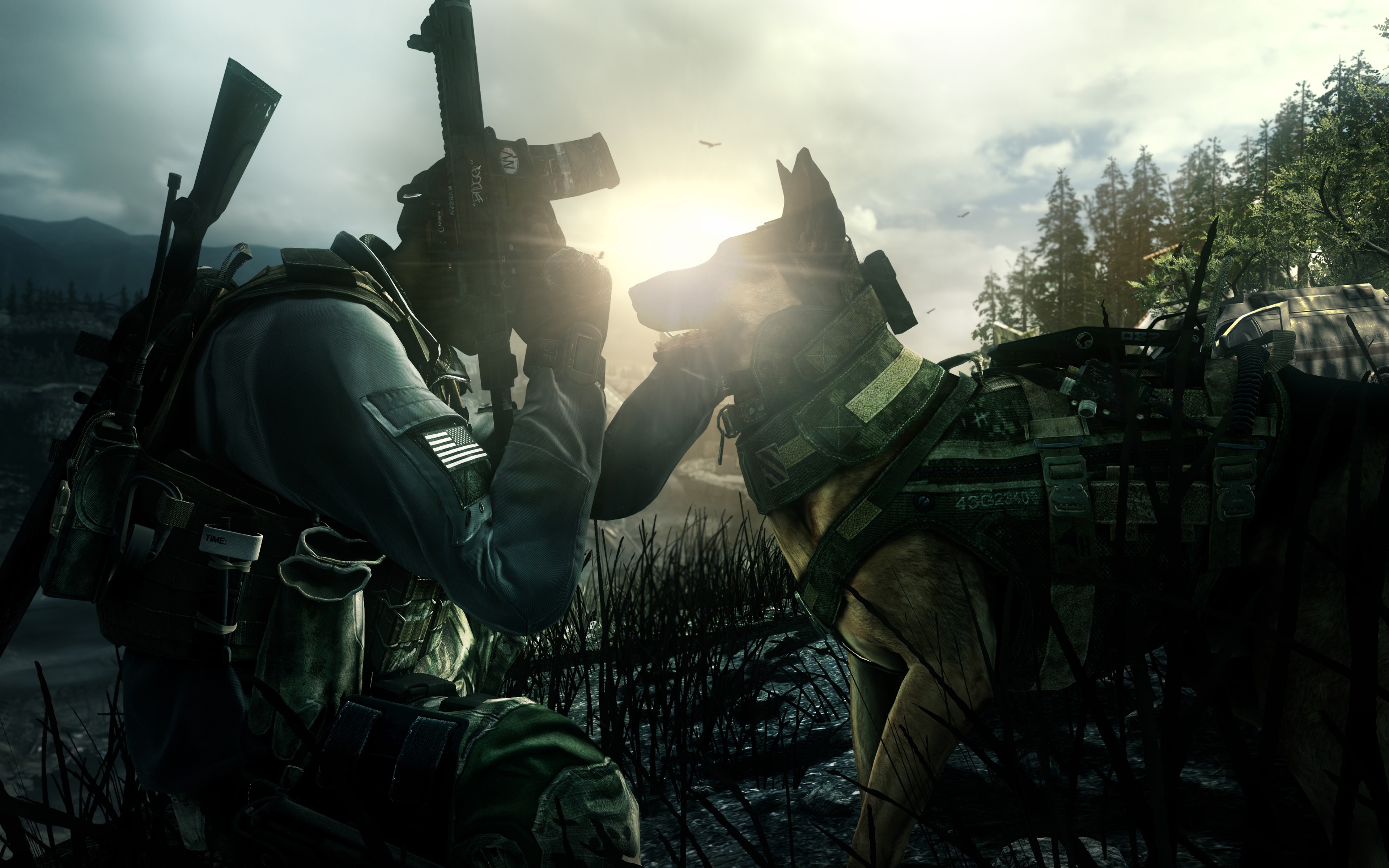 General 3840x2400 Call of Duty: Ghosts soldier dog military video games gun assault rifle Call of Duty PC gaming