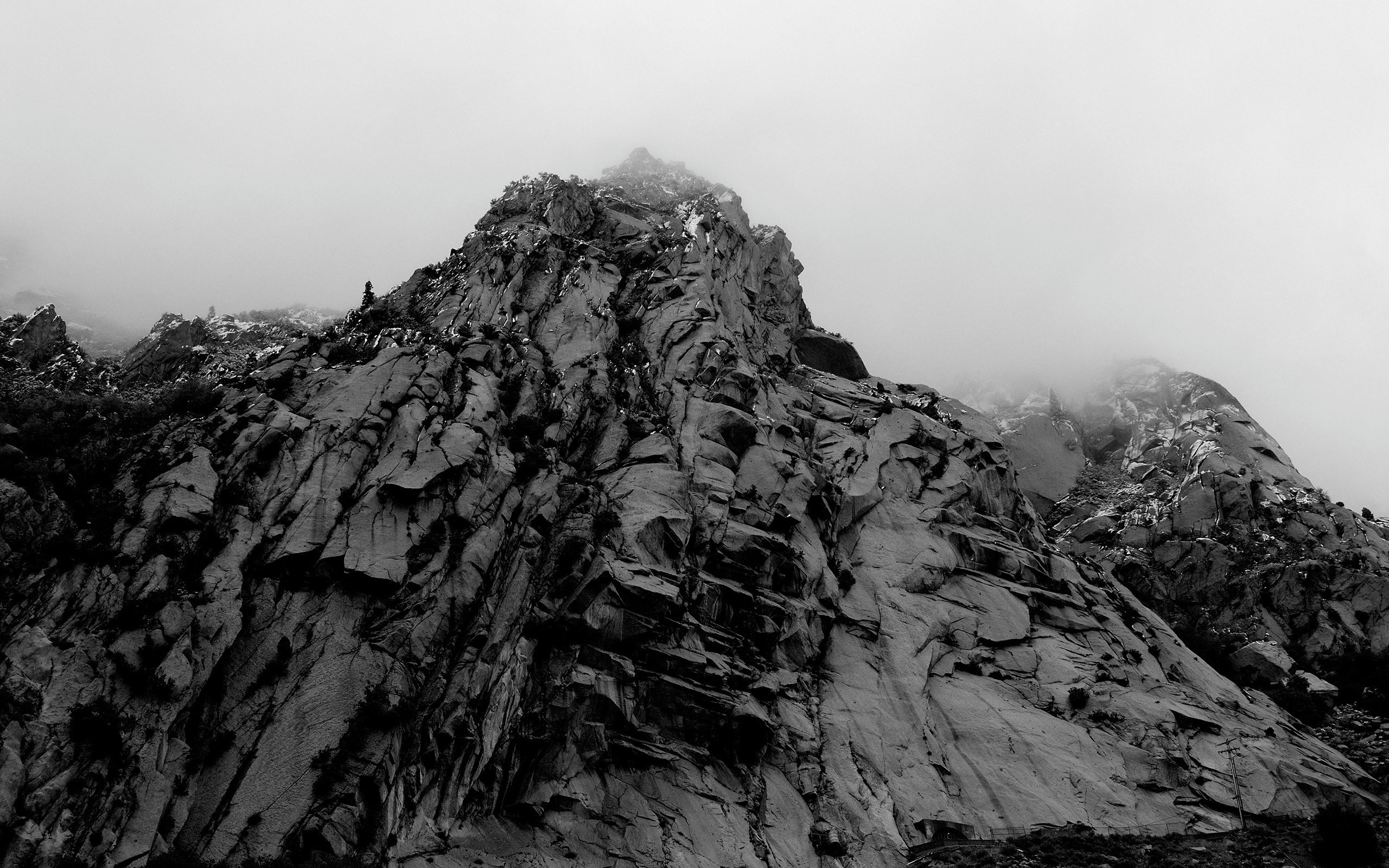 General 2560x1600 photography mountains mist nature rocks landscape monochrome