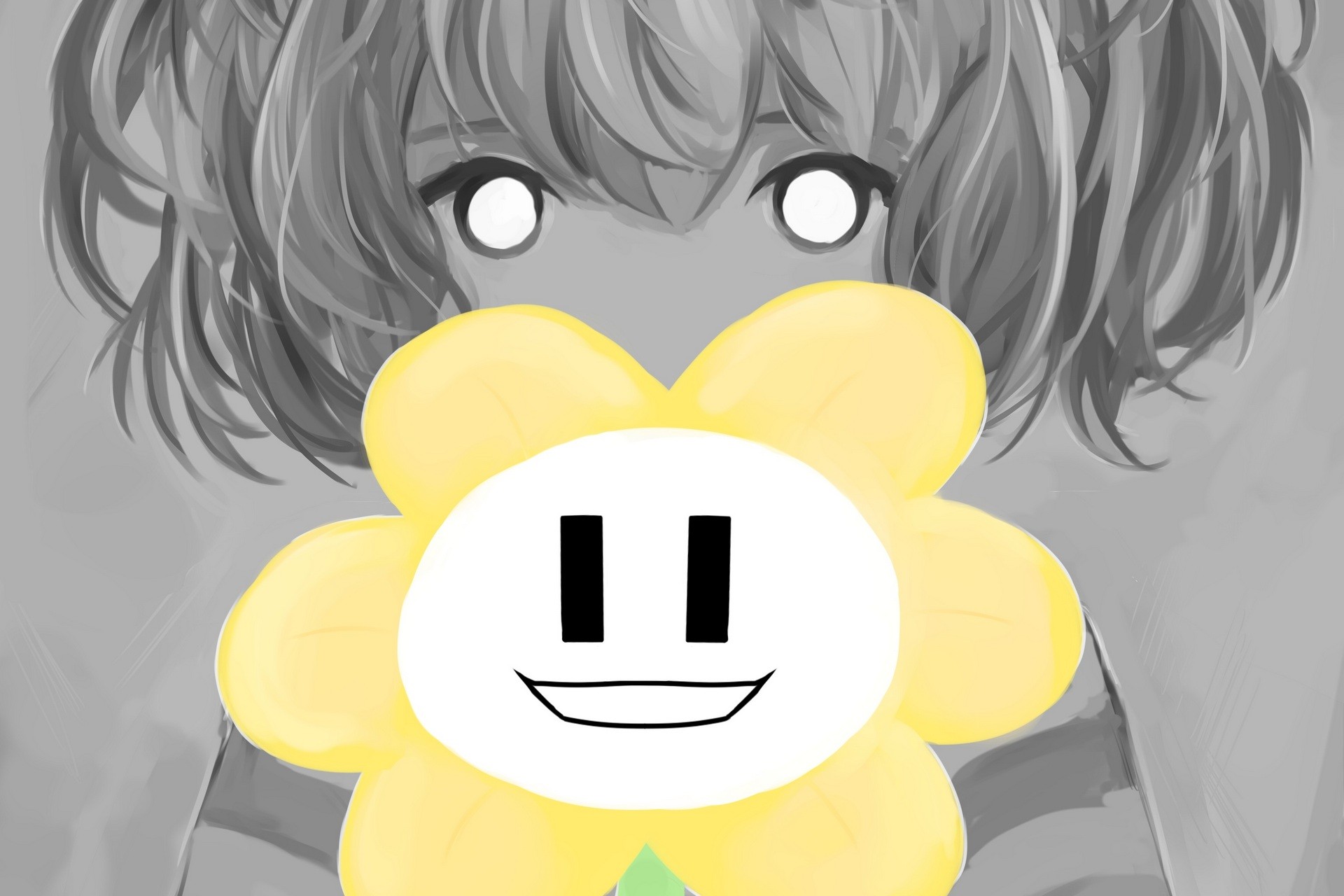 General 1920x1280 Undertale Frisk Flowey video games PC gaming selective coloring