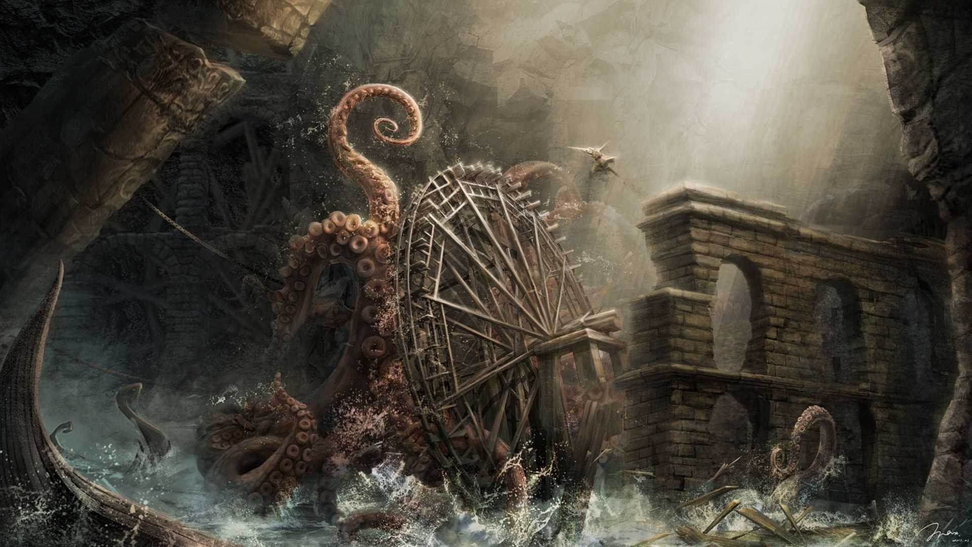 General 1920x1080 mill octopus fantasy art artwork Kraken tentacles