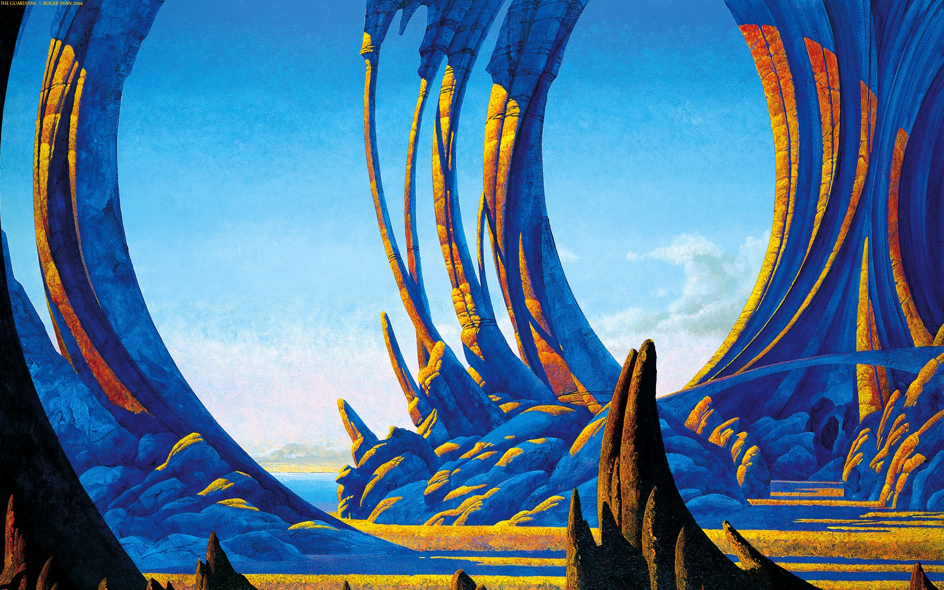 General 1920x1200 Roger Dean progressive rock blue artwork music Yes album covers cover art fantasy art alien world rock formation