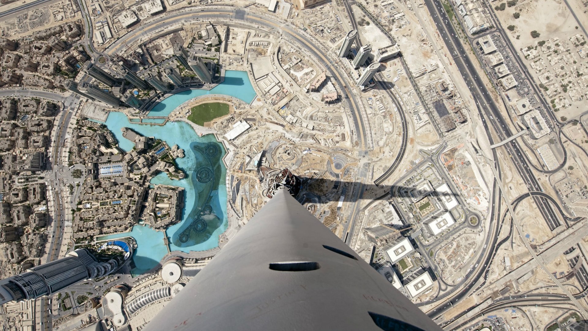 General 1920x1080 cityscape Dubai Burj Khalifa United Arab Emirates architecture building skyscraper top view shadow road