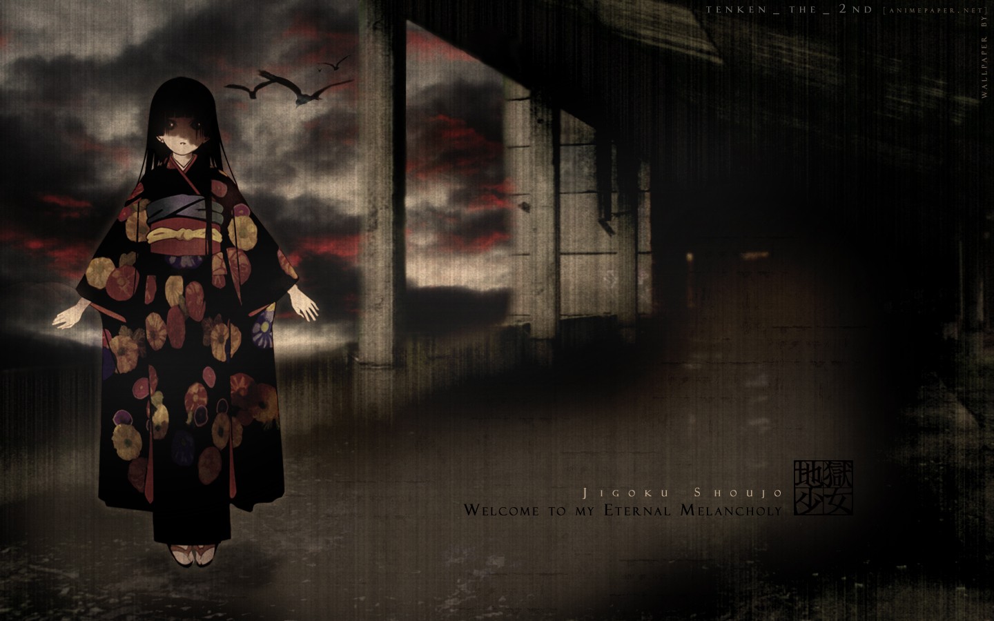 Anime 1440x900 Jigoku Shoujo crow kimono