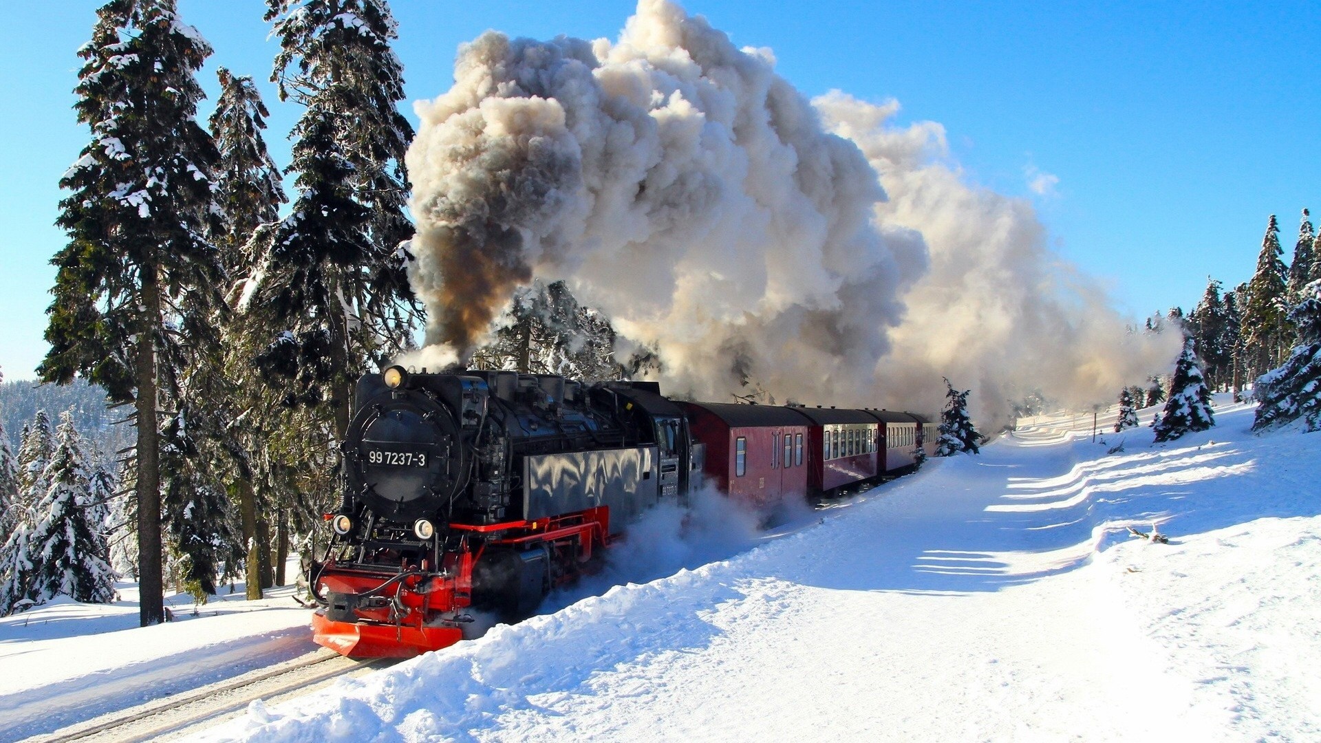 General 1920x1080 train snow vehicle winter smoke railway Steam Train steam locomotive ice locomotive