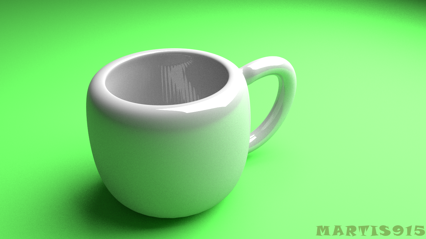 General 1366x768 Blender cup realistic green white minimalism