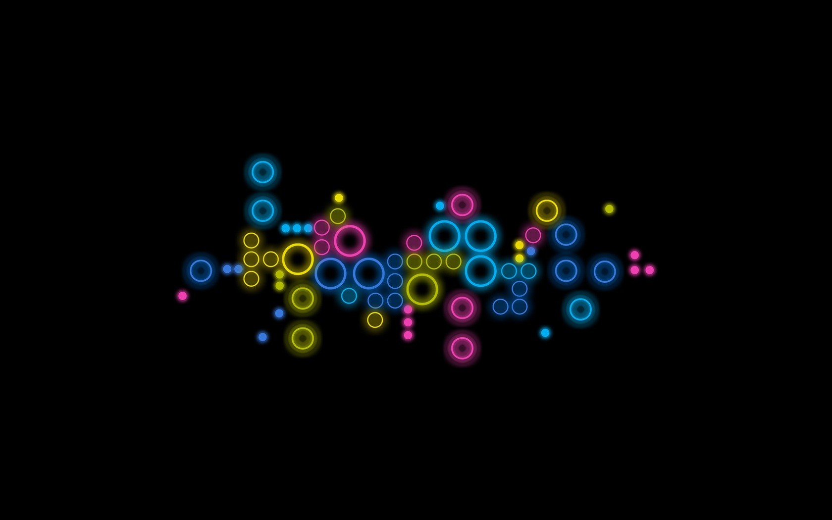 General 1680x1050 digital art minimalism colorful circle abstract simple background black background yellow blue pink