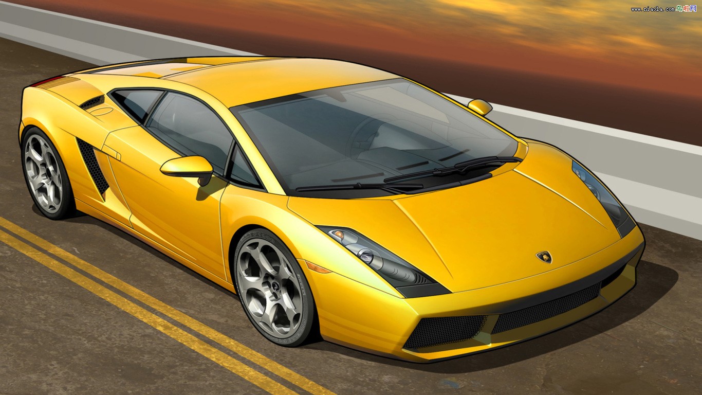 General 1366x768 car Lamborghini yellow cars artwork supercars