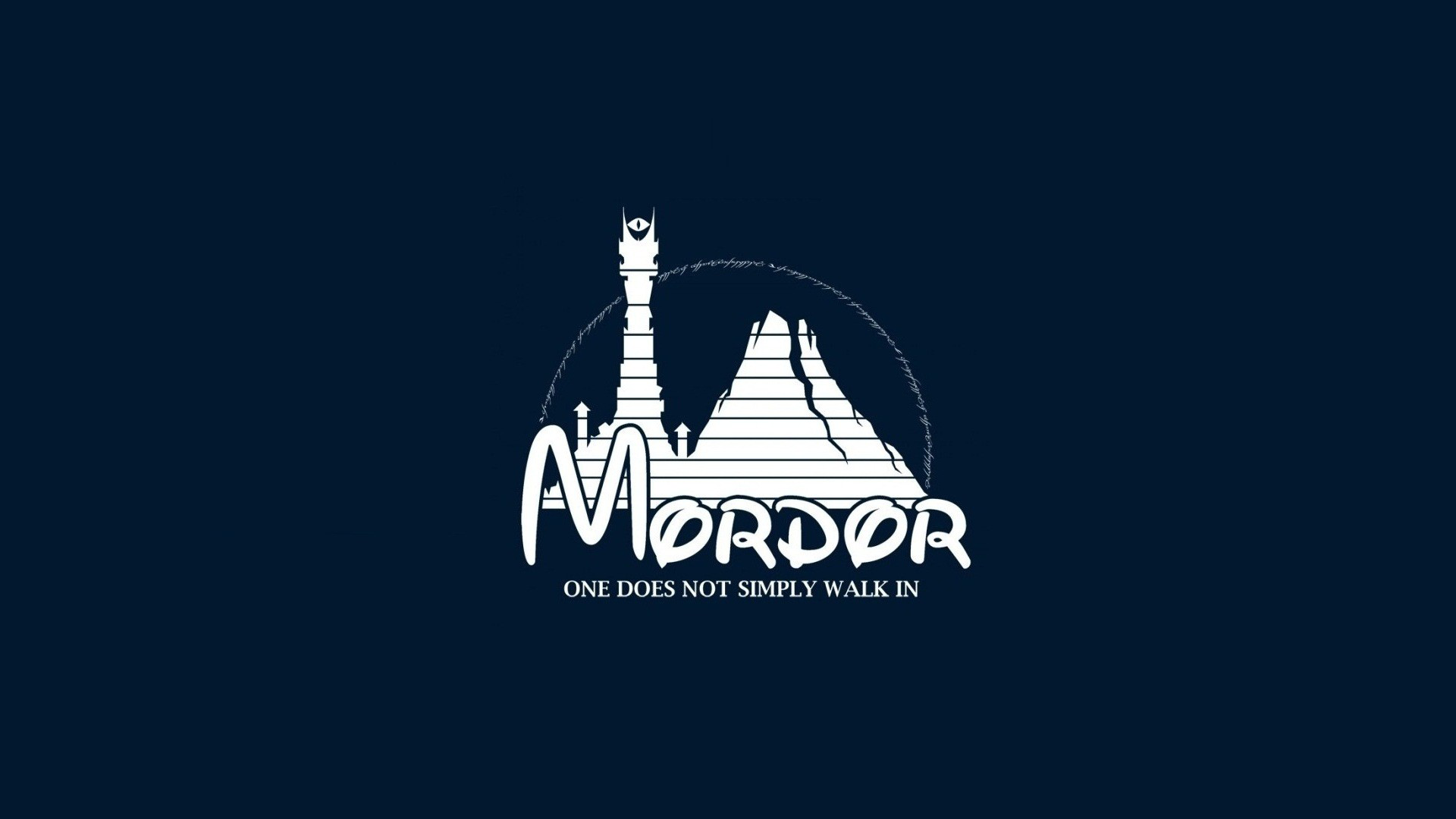 General 1920x1080 humor Middle-earth: Mordor minimalism Walt Disney The Lord of the Rings Mordor text blue blue background simple background