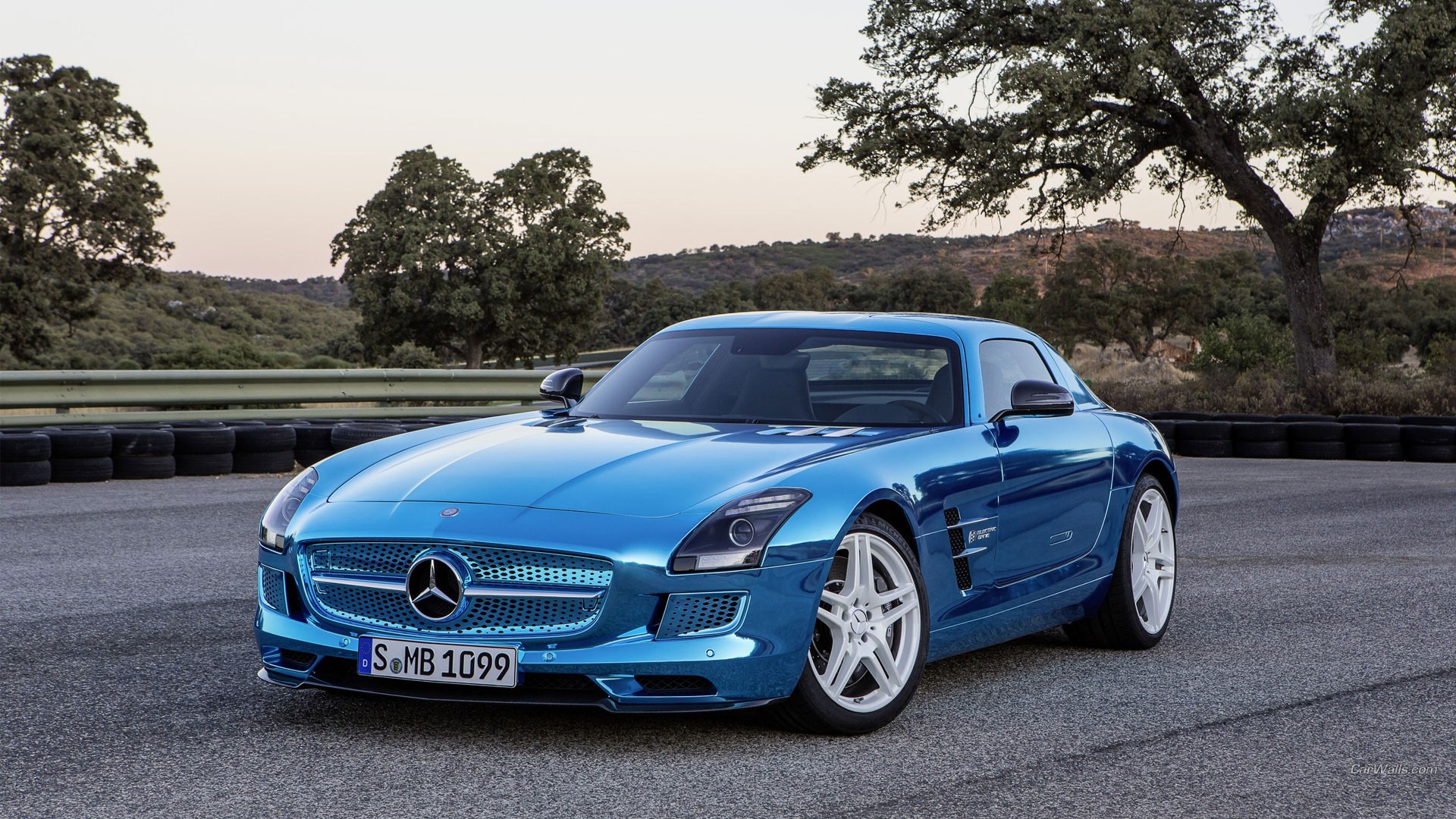 General 1920x1080 Mercedes-Benz SLS AMG car Mercedes-Benz numbers blue cars vehicle German cars Grand Tour frontal view