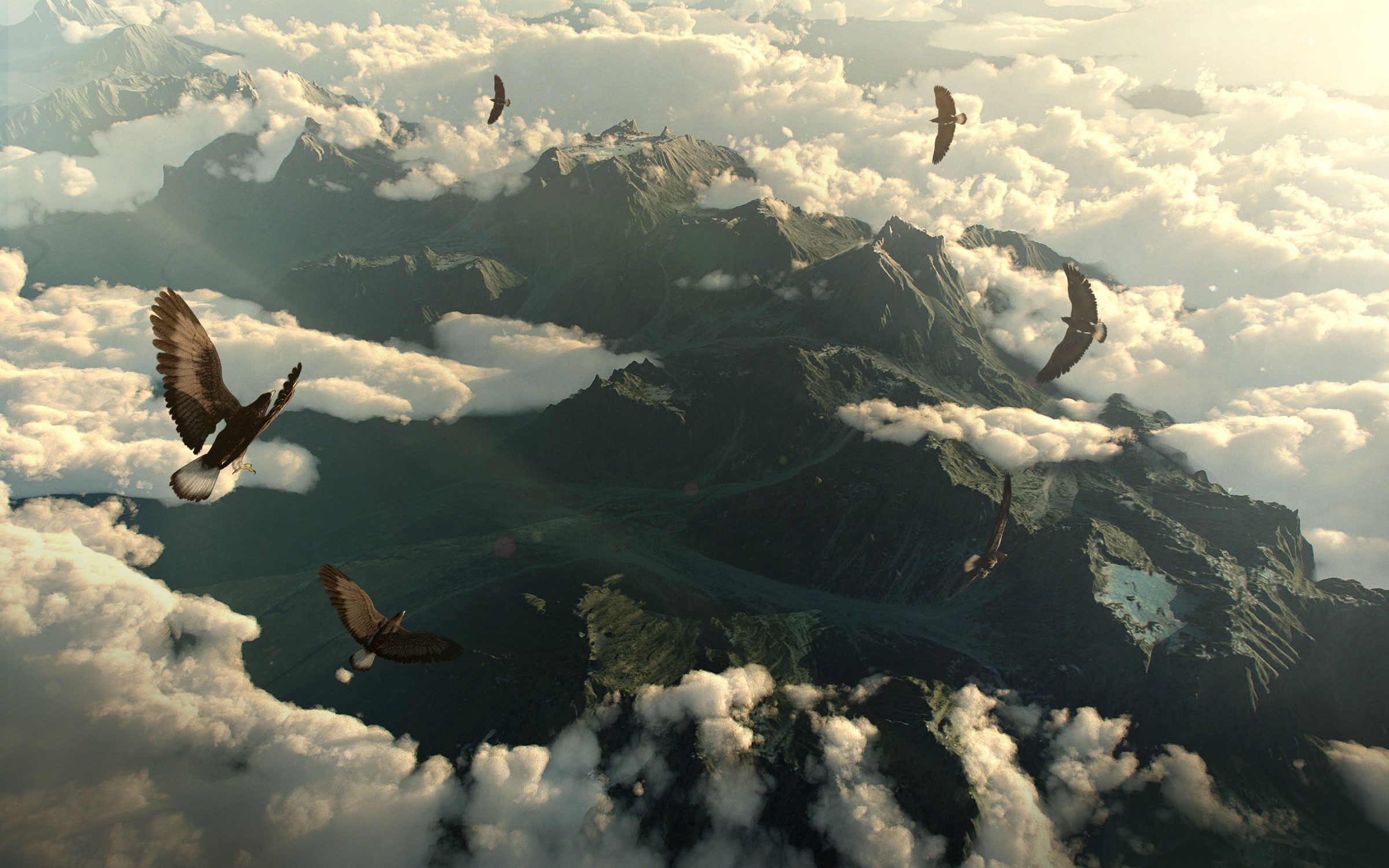General 2400x1500 The Hobbit movies landscape New Zealand eagle