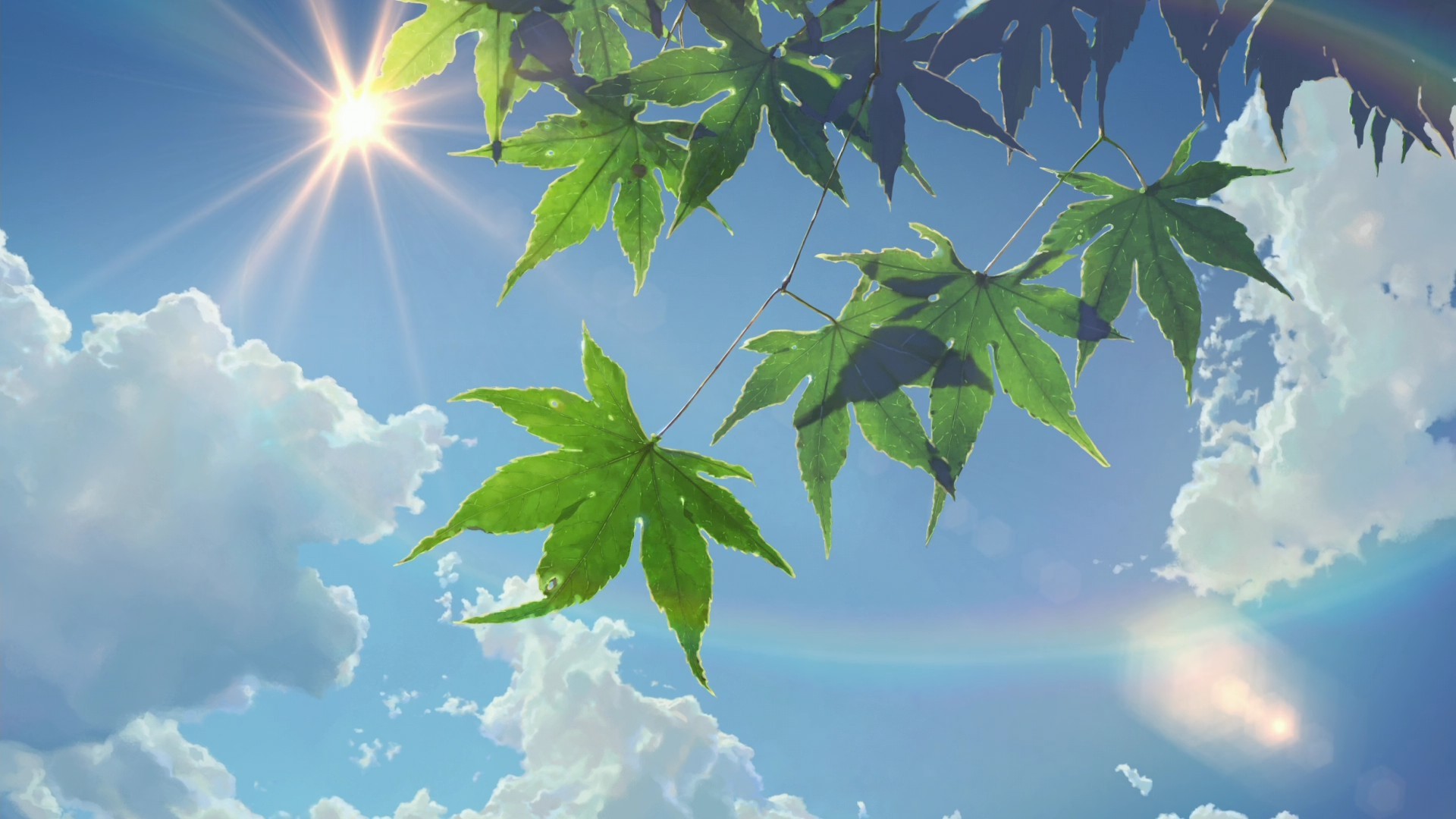 Anime 1920x1080 summer sunlight sun rays clouds anime nature Sun sky