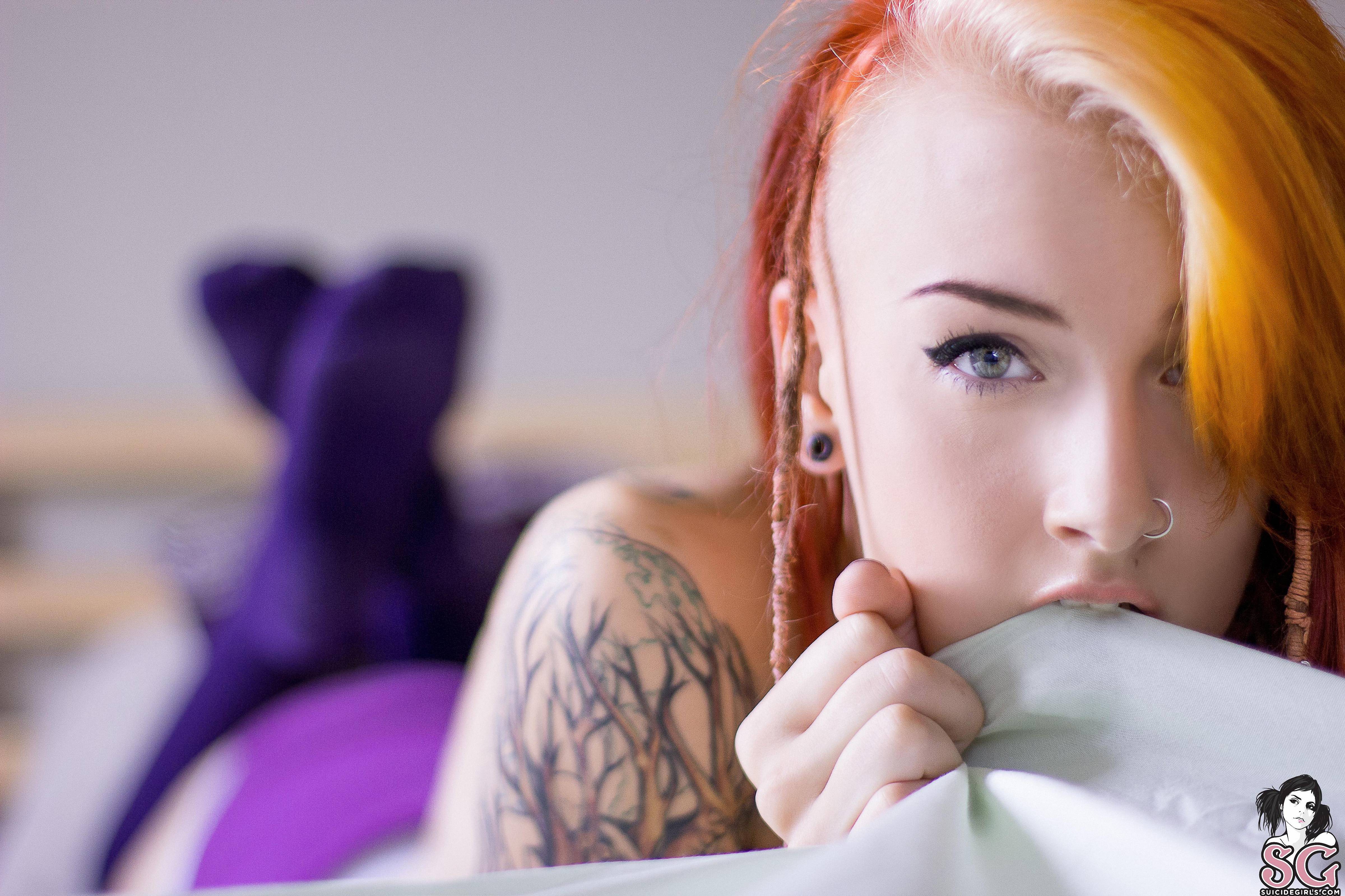 People 4800x3200 women Stormyent Suicide Suicide Girls pornstar face women indoors indoors looking at viewer nose ring inked girls closeup biting