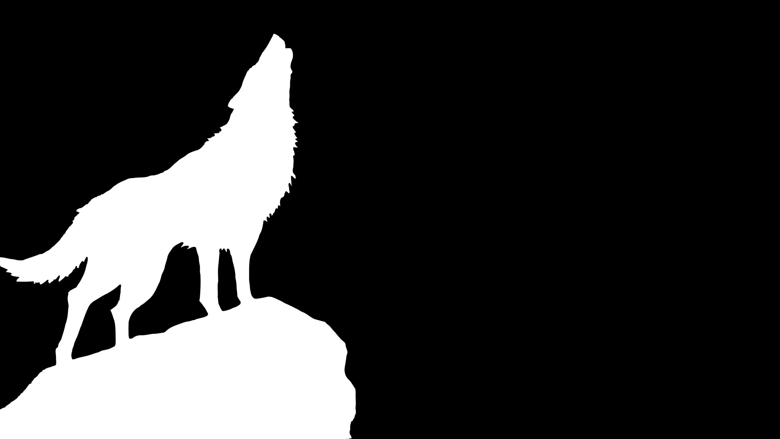 General 2560x1440 wolf outline silhouette animals artwork howling mammals black background