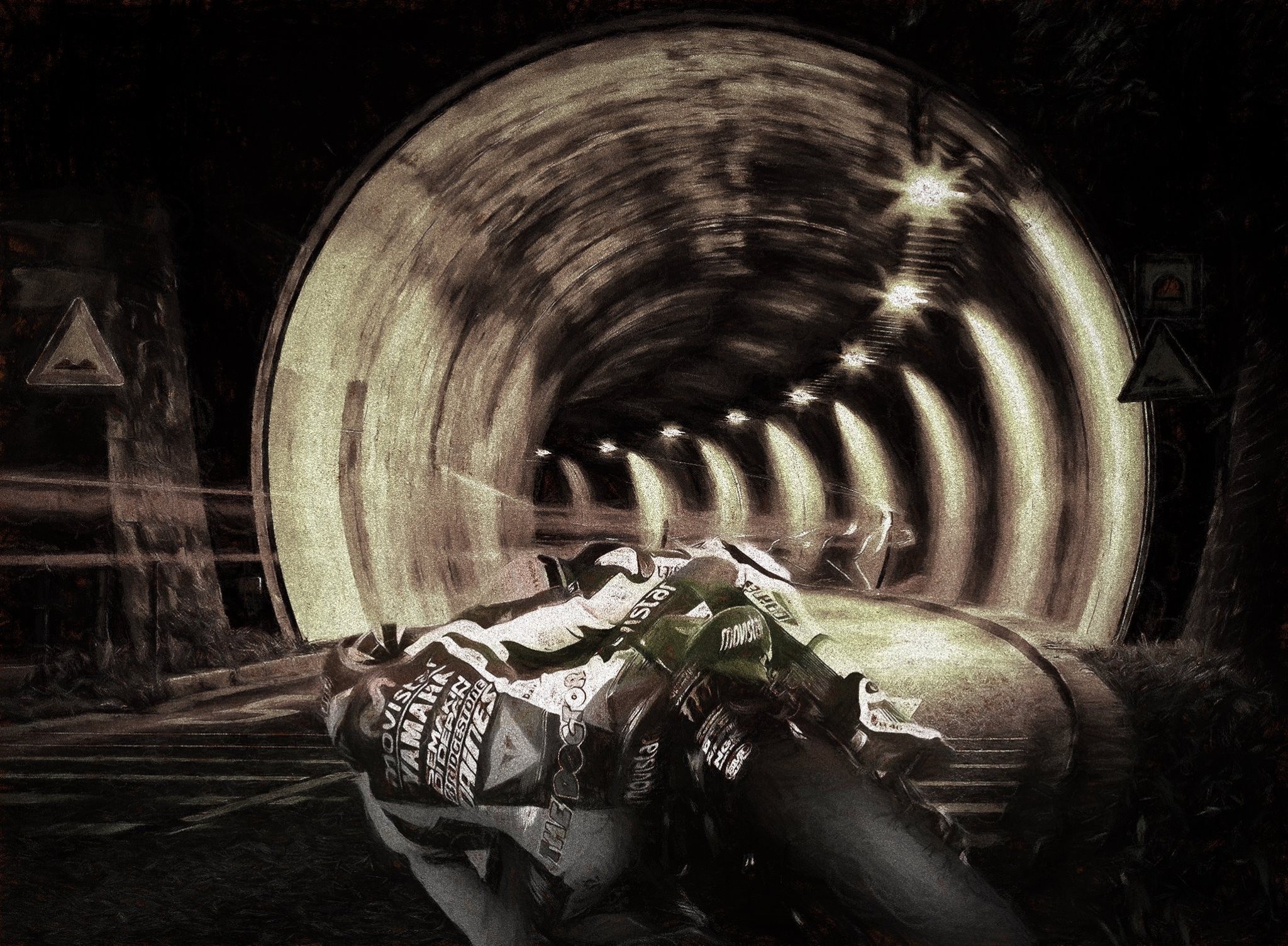 General 2048x1505 Valentino Rossi Moto GP Yamaha motorcycle racing motorsport tunnel vehicle road sign