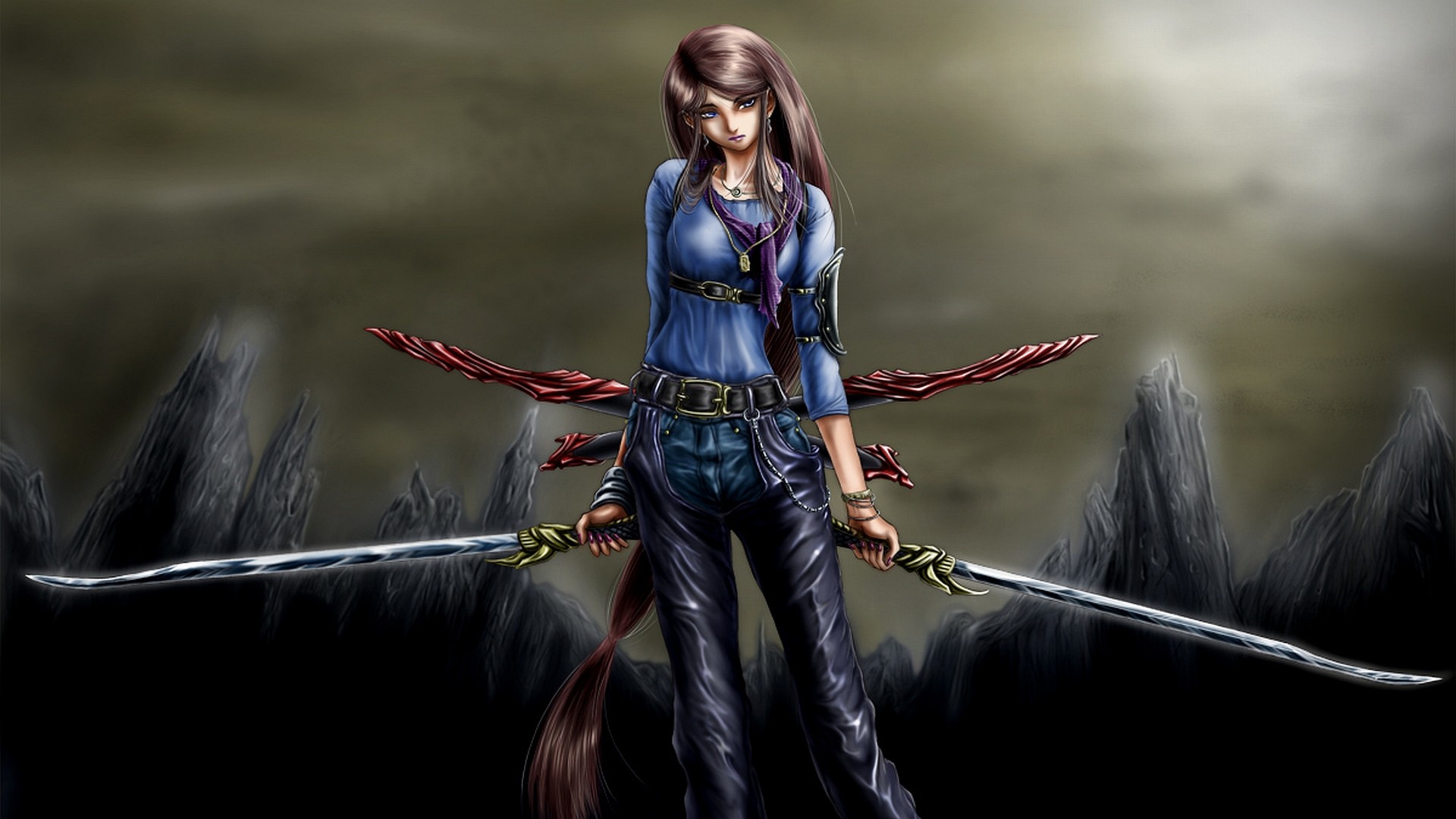 General 1920x1080 artwork fantasy art fantasy girl sword weapon women women with swords