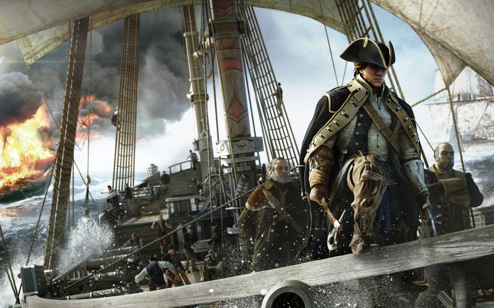 General 1680x1050 sailing ship Assassin's Creed video games Assassin's Creed III ship digital art video game art