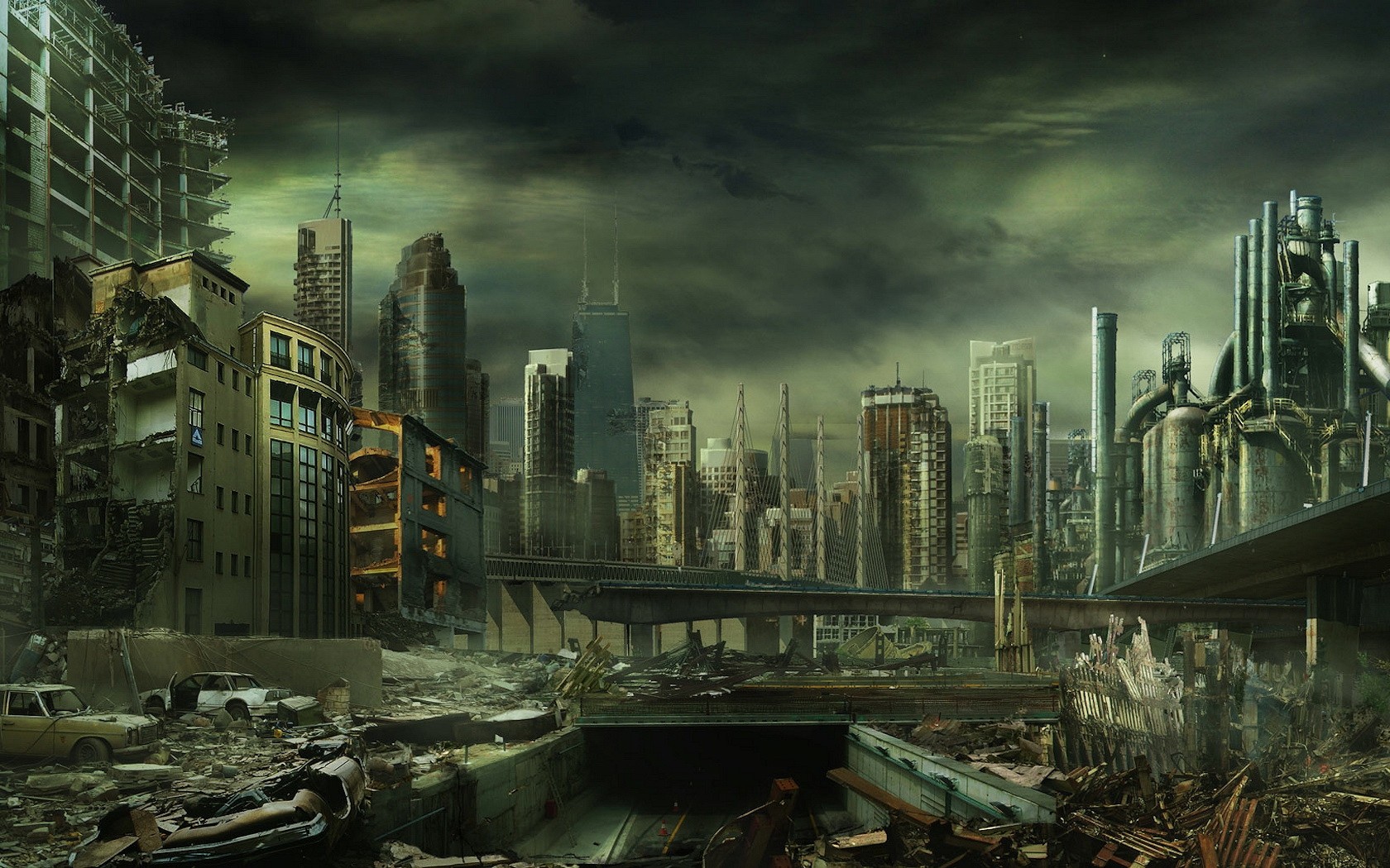 General 1680x1050 futuristic dystopian artwork apocalyptic digital art ruins cityscape