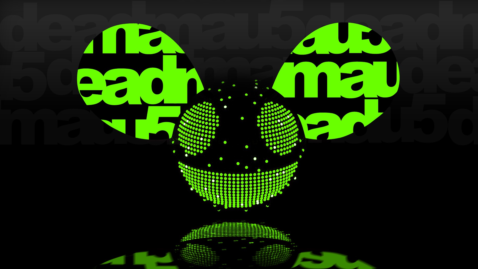 General 1920x1080 Deadmau5 digital art green music neon reflection simple background electronic music