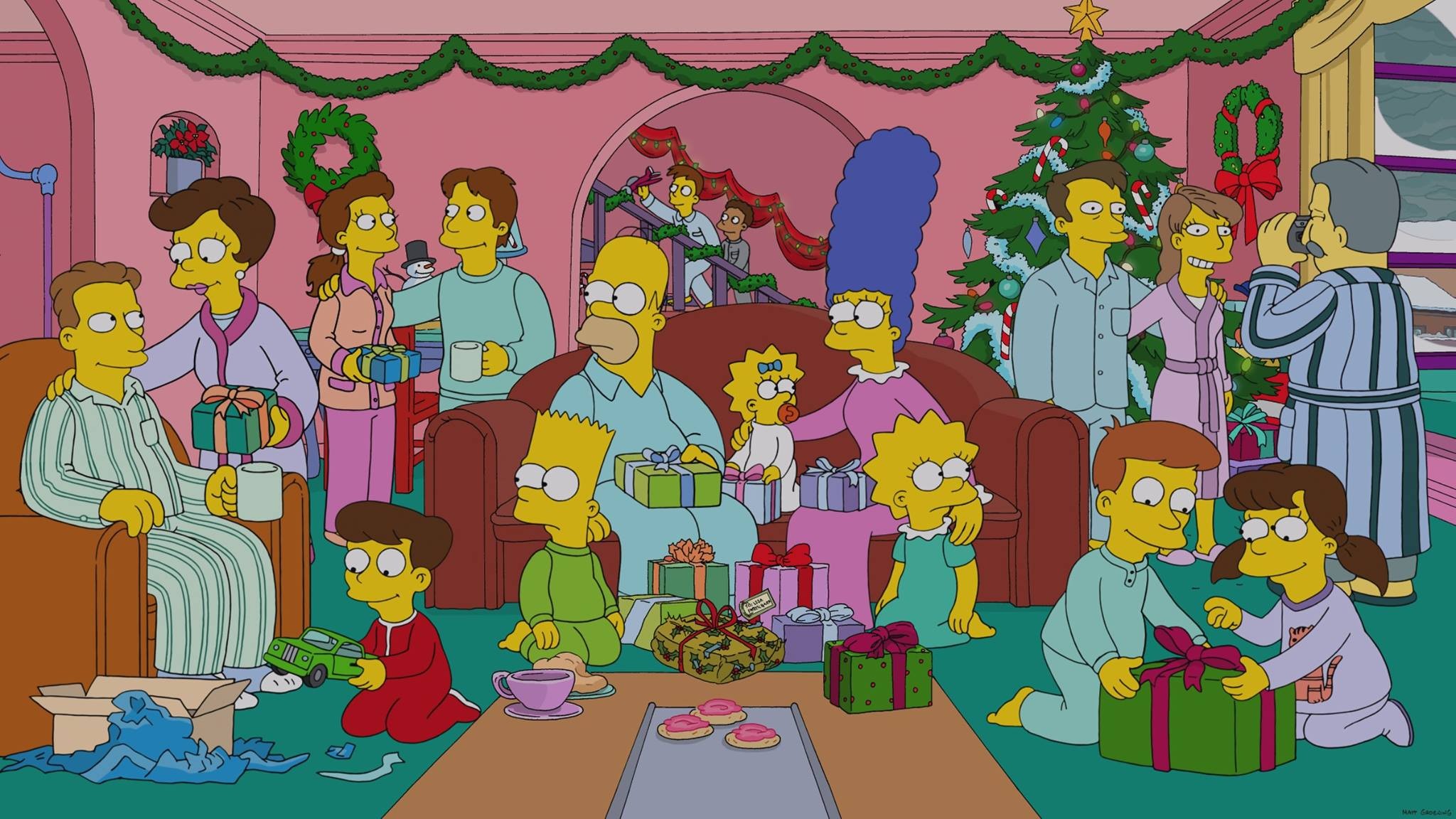 General 2048x1152 The Simpsons Homer Simpson Bart Simpson Maggie Simpson Marge Simpson Lisa Simpson Christmas TV series